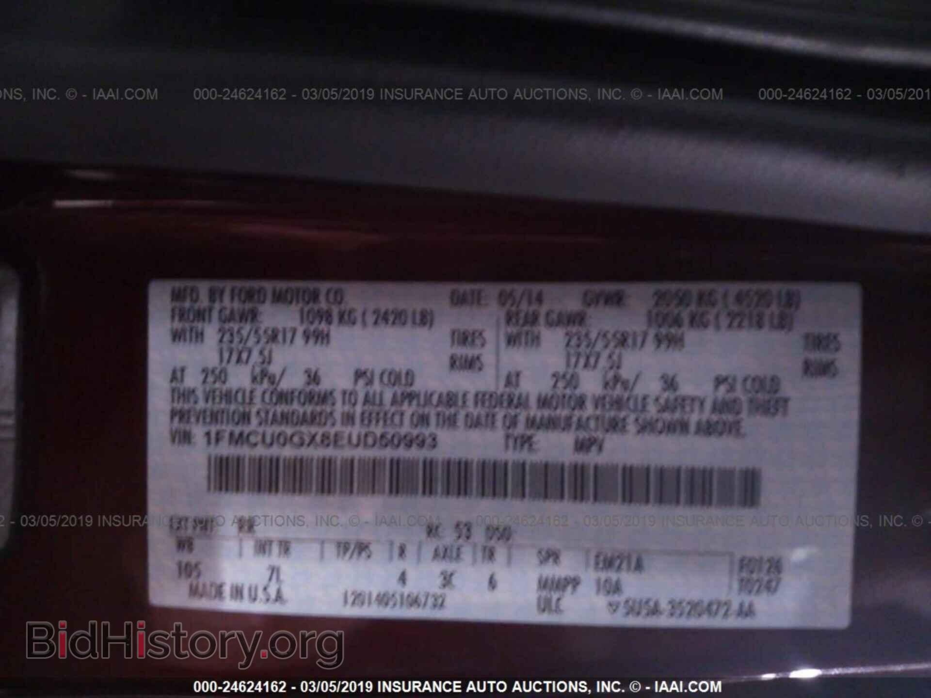 2014 FORD ESCAPE - VIN: 1FMCU0GX8EUD50993 - Фото 9