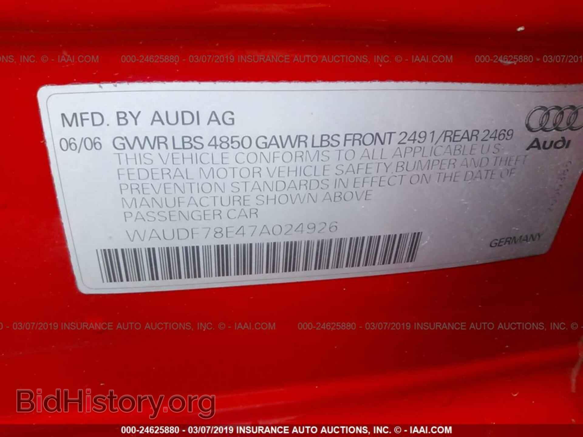 2007 AUDI A4 - VIN: WAUDF78E47A024926 - Photo 9