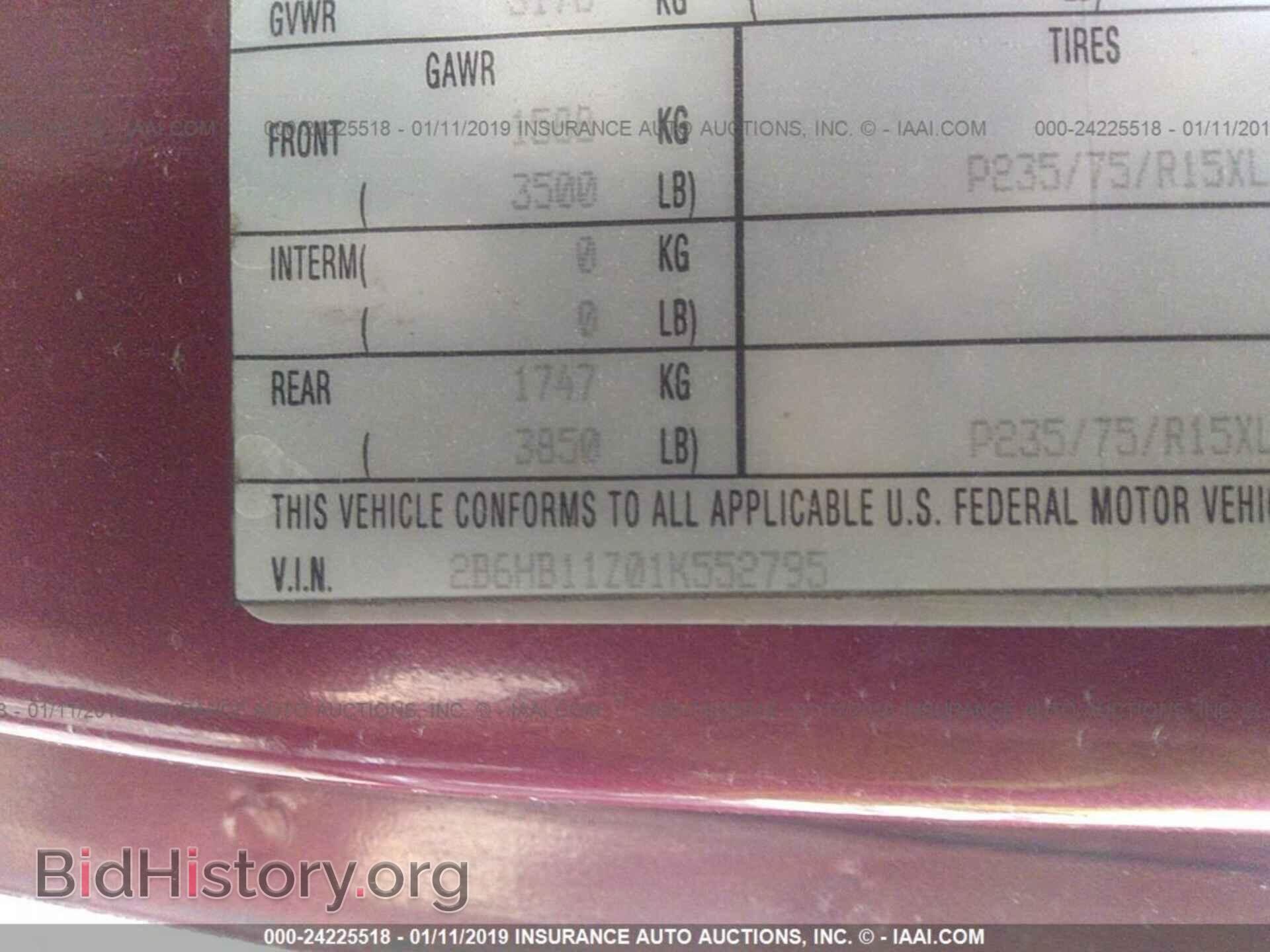 2001 DODGE RAM VAN - VIN: 2B6HB11Z01K552795 - Фото 9