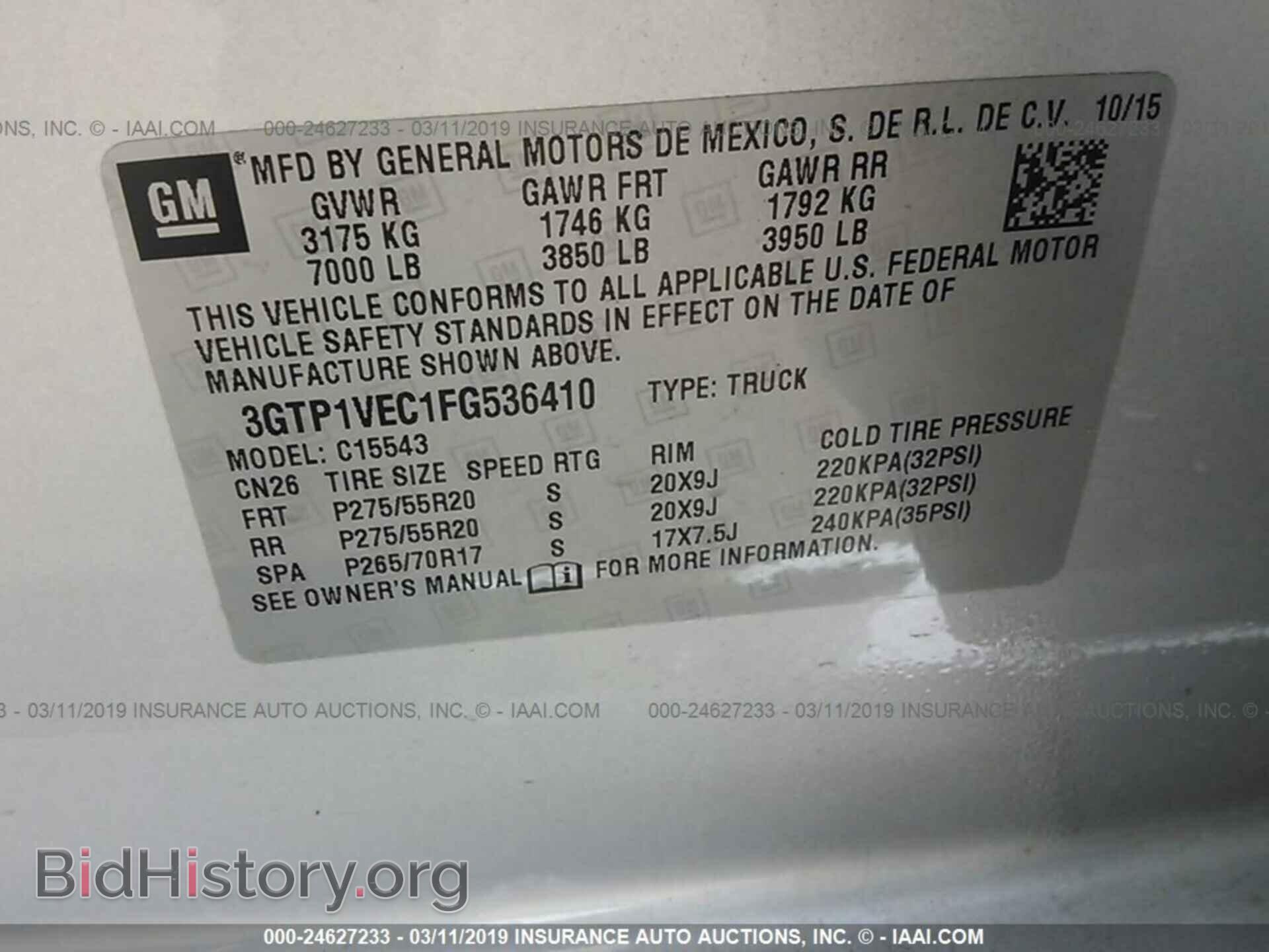 2015 GMC SIERRA - VIN: 3GTP1VEC1FG536410 - Photo 9