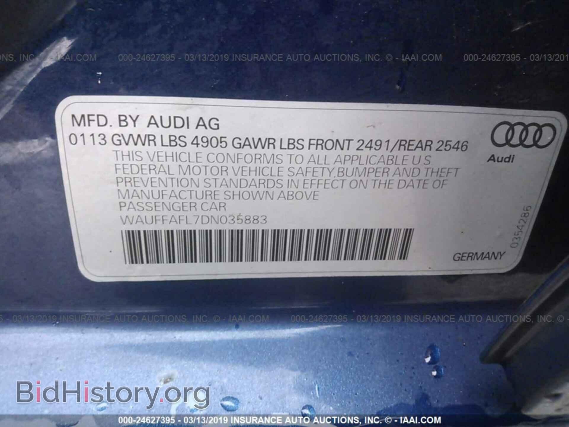 2013 AUDI A4 - VIN: WAUFFAFL7DN035883 - Фото 9