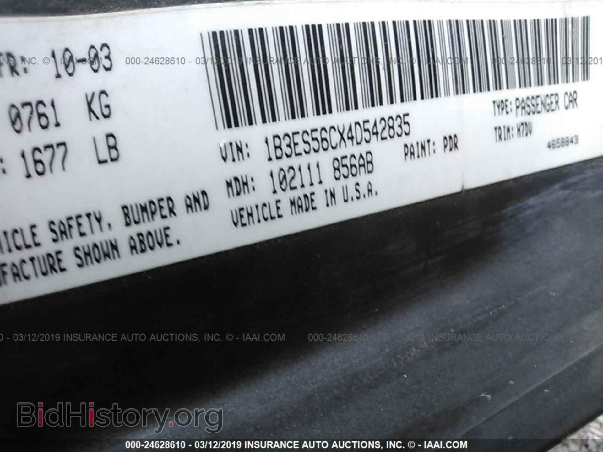 2004 DODGE NEON - VIN: 1B3ES56CX4D542835 - Фото 9