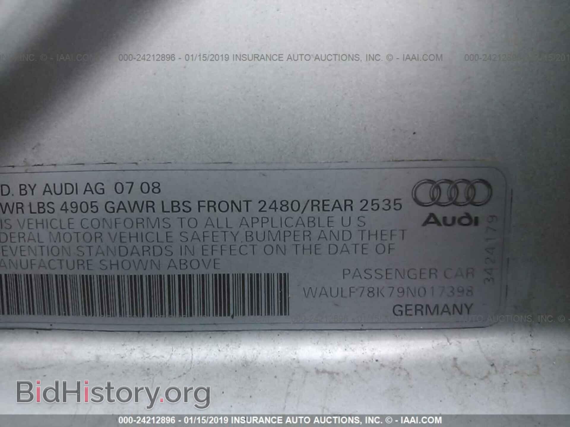 2009 AUDI A4 - VIN: WAULF78K79N017398 - Фото 9