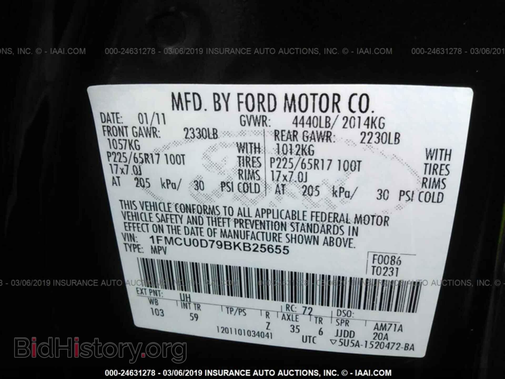 2011 FORD ESCAPE - VIN: 1FMCU0D79BKB25655 - Photo 9