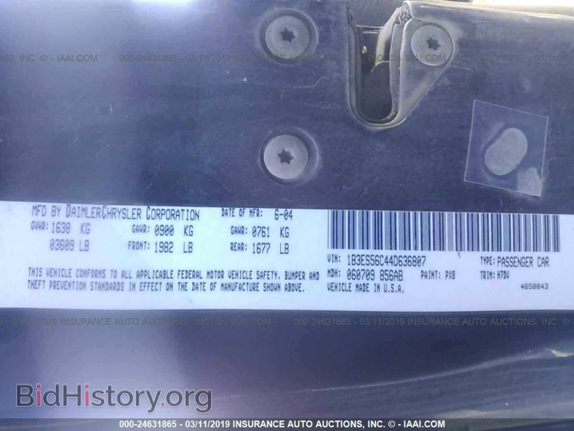 2004 DODGE NEON - VIN: 1B3ES56C44D636807 - Фото 9