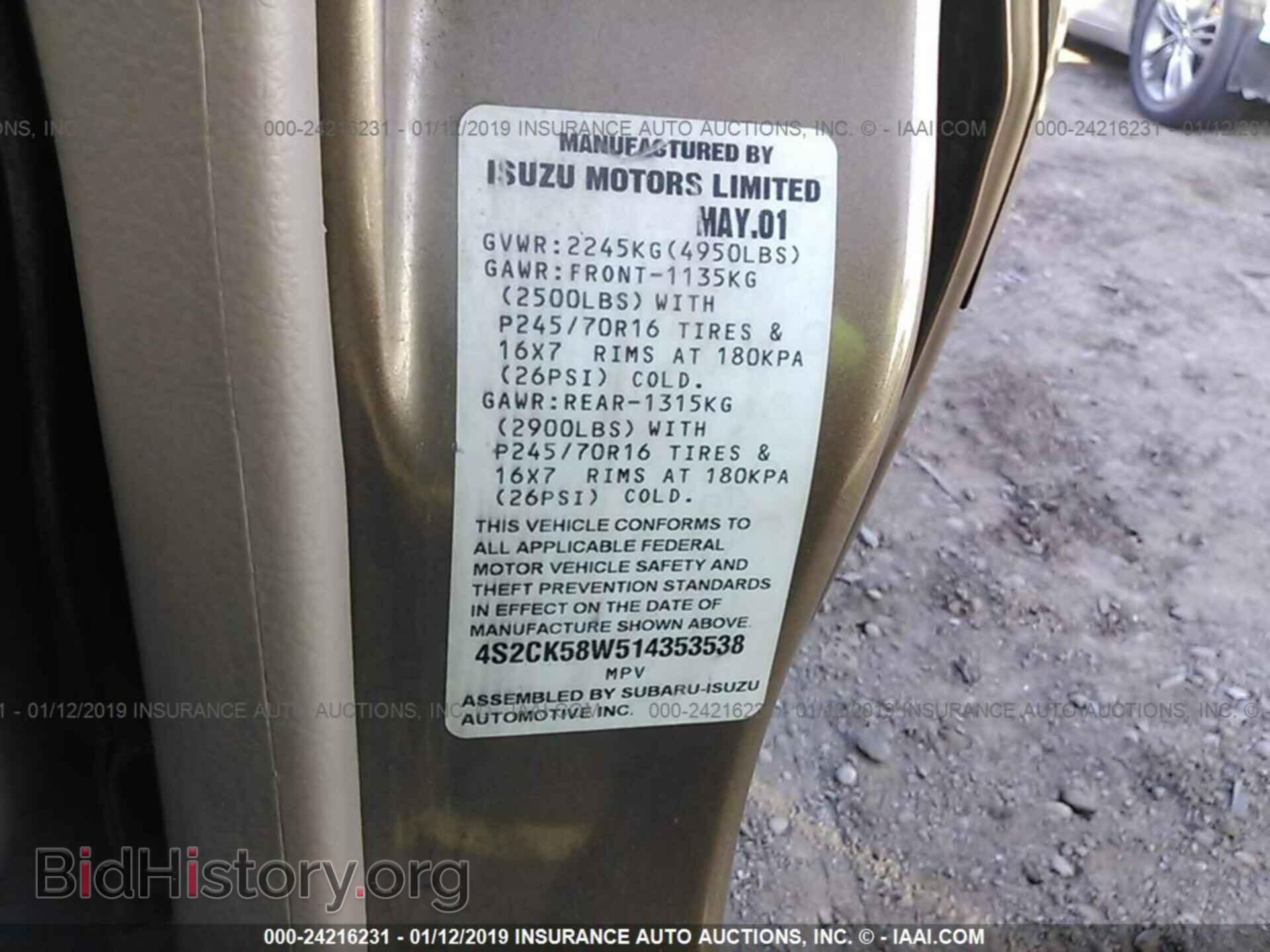 2001 ISUZU RODEO - VIN: 4S2CK58W514353538 - Photo 9
