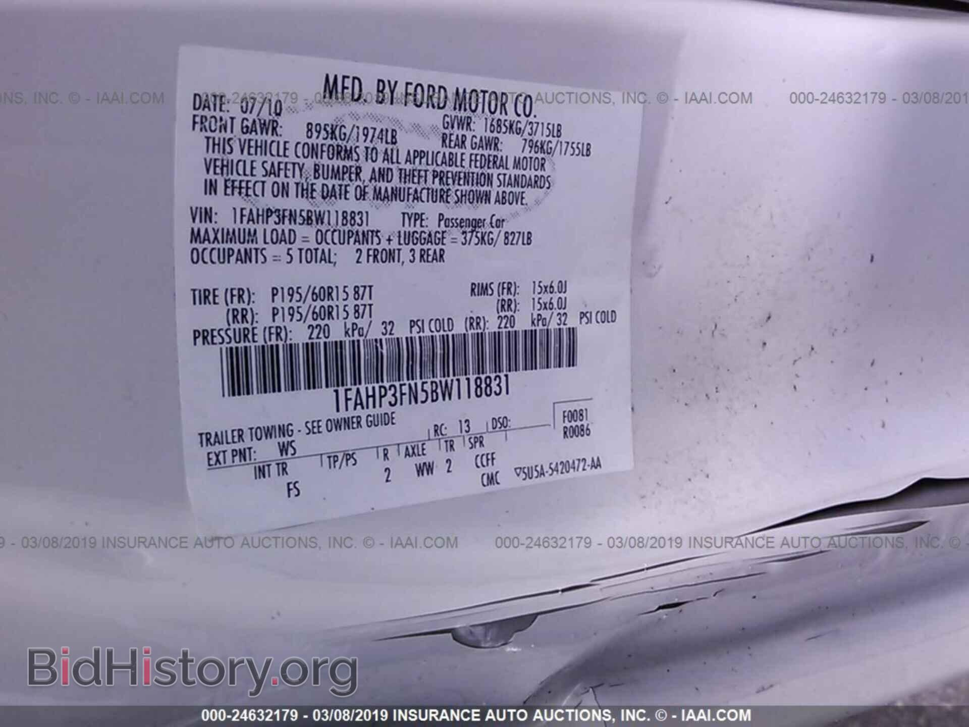 2011 FORD FOCUS - VIN: 1FAHP3FN5BW118831 - Фото 9