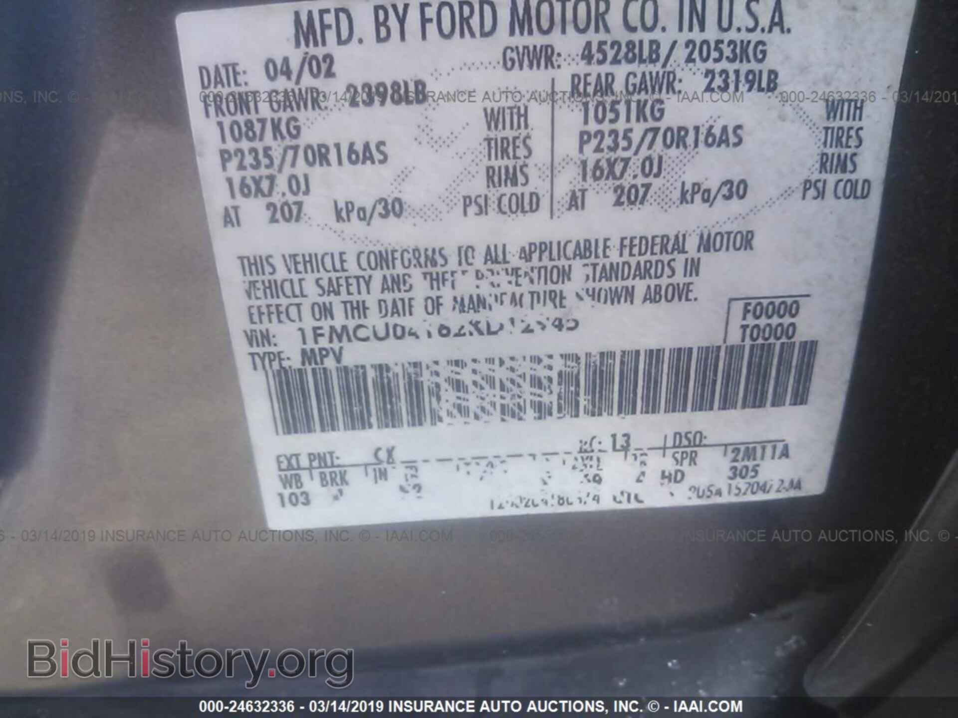 2002 FORD ESCAPE - VIN: 1FMCU04162KD12945 - Photo 9