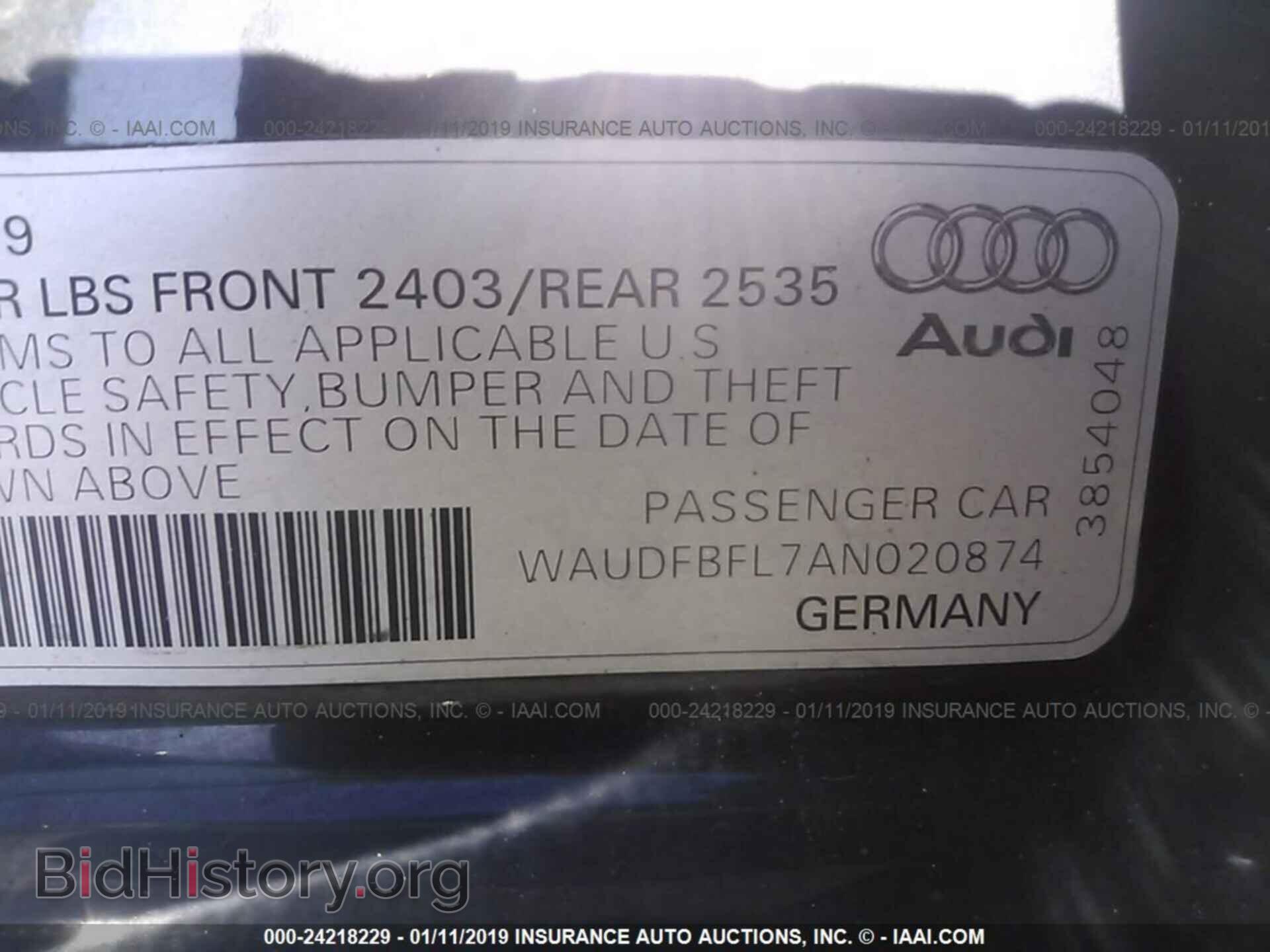 2010 AUDI A4 - VIN: WAUDFBFL7AN020874 - Фото 9
