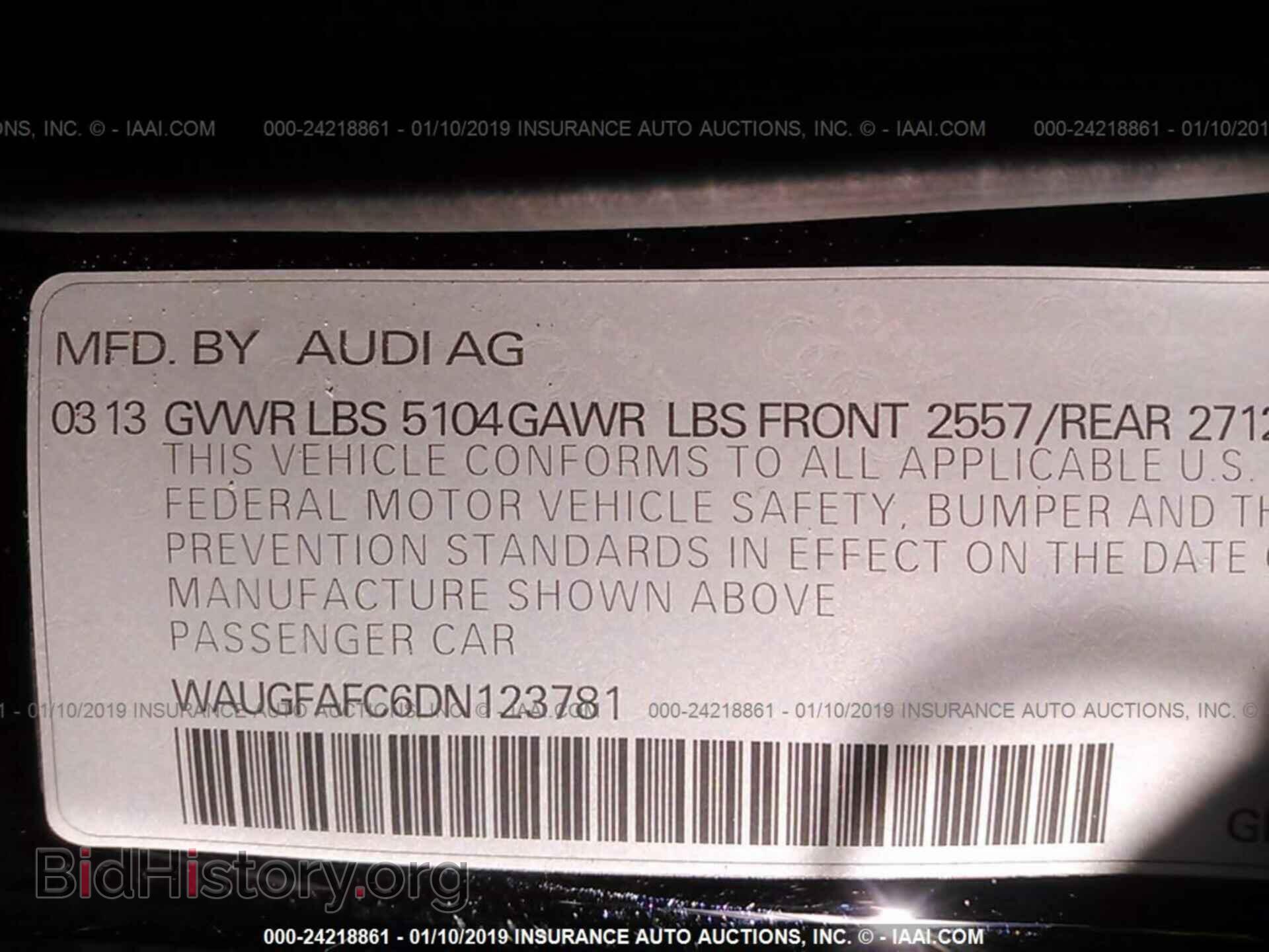 2013 AUDI A6 - VIN: WAUGFAFC6DN123781 - Photo 9