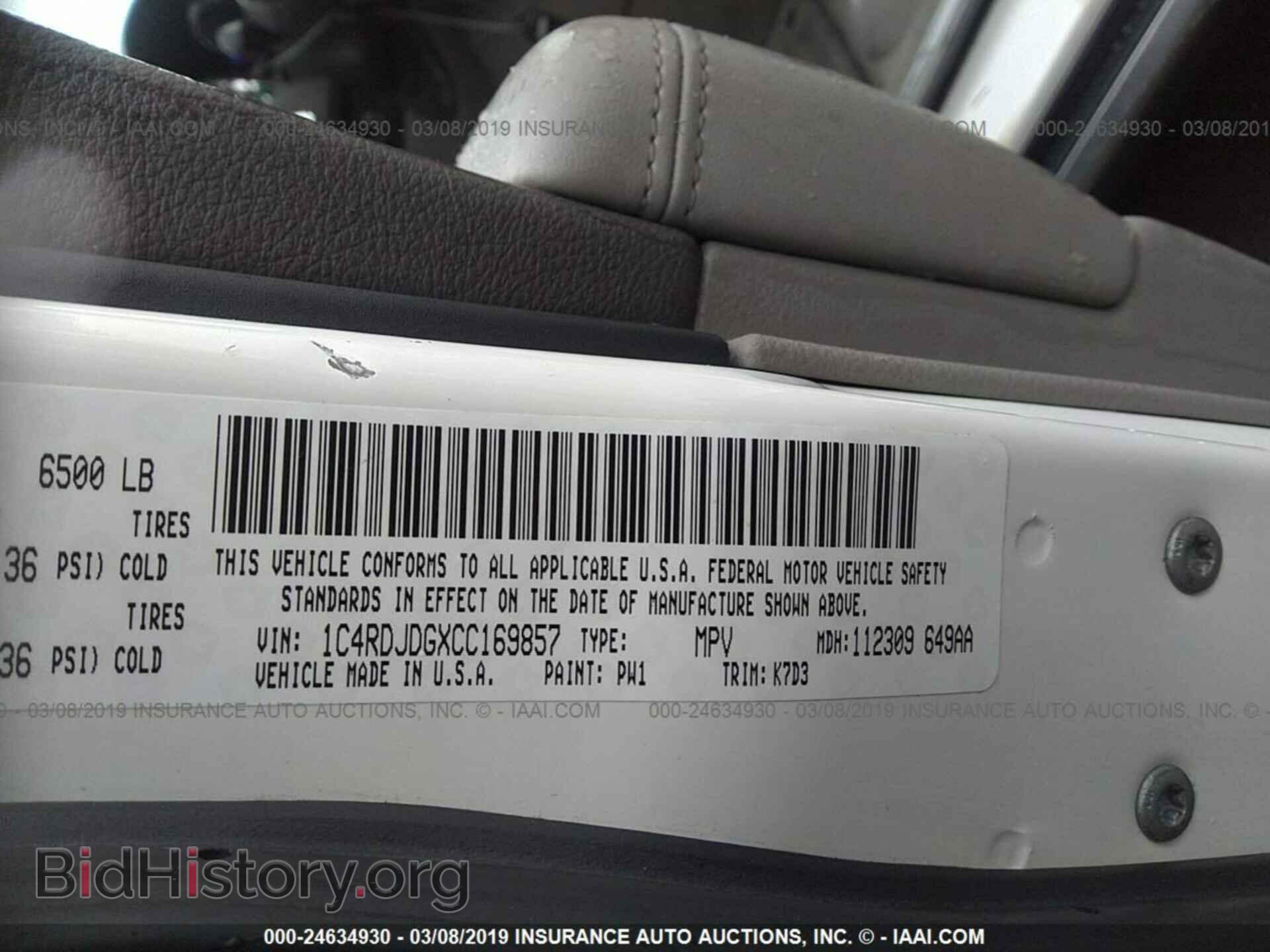 2012 DODGE DURANGO - VIN: 1C4RDJDGXCC169857 - Photo 9