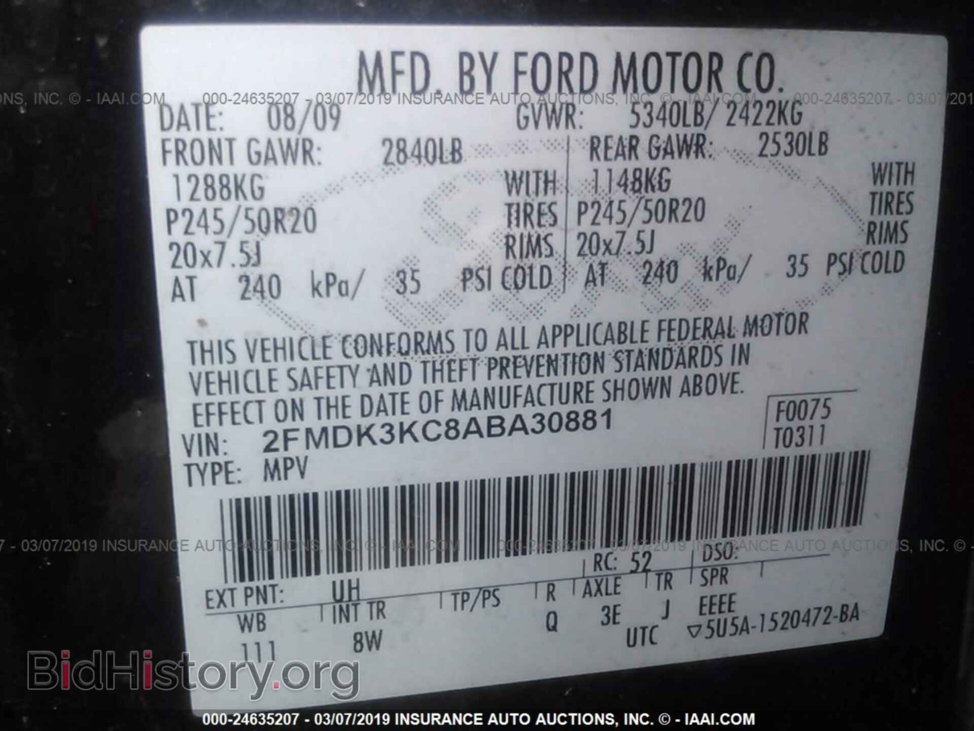 2010 FORD EDGE - VIN: 2FMDK3KC8ABA30881 - Photo 9