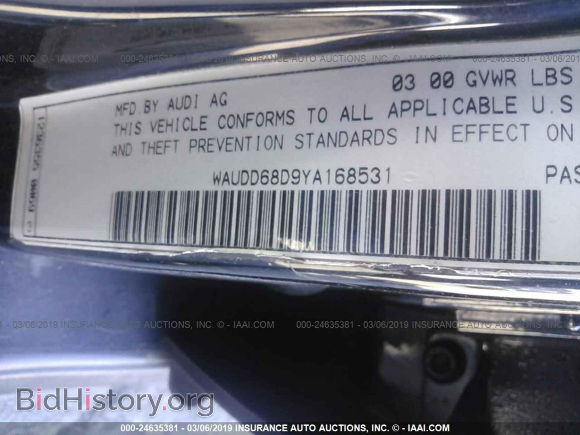 2000 AUDI S4 - VIN: WAUDD68D9YA168531 - Фото 9