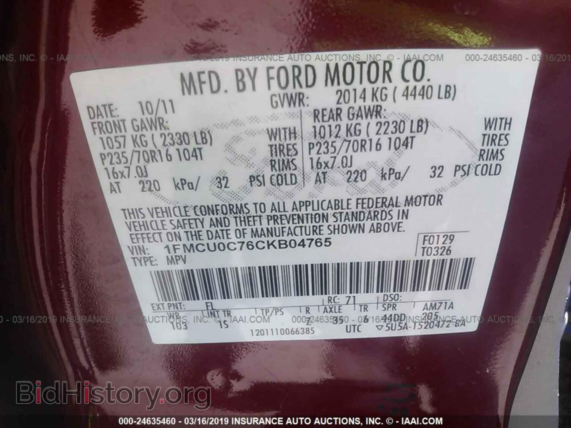 2012 FORD ESCAPE - VIN: 1FMCU0C76CKB04765 - Photo 9