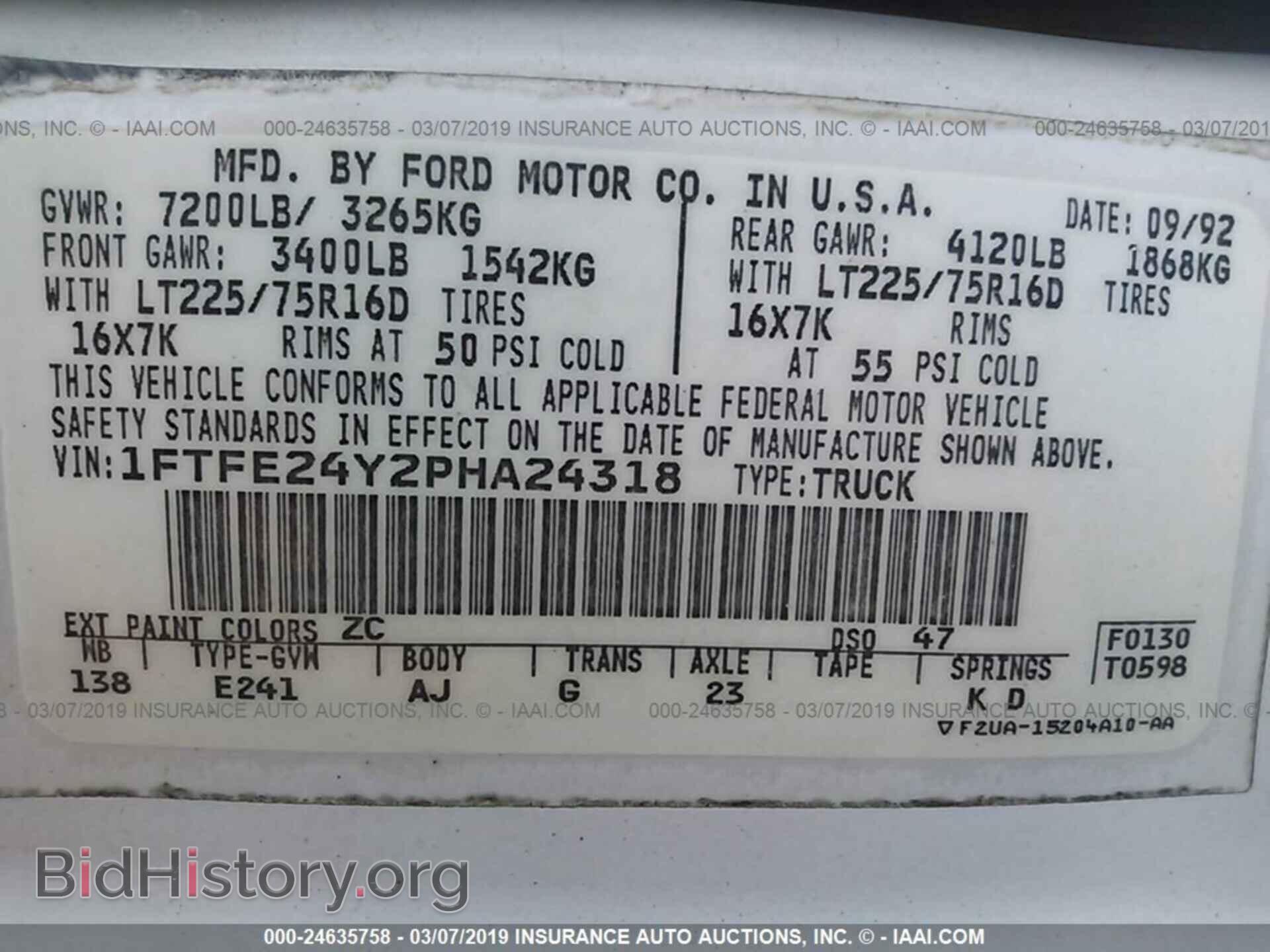 1993 FORD ECONOLINE - VIN: 1FTFE24Y2PHA24318 - Photo 9