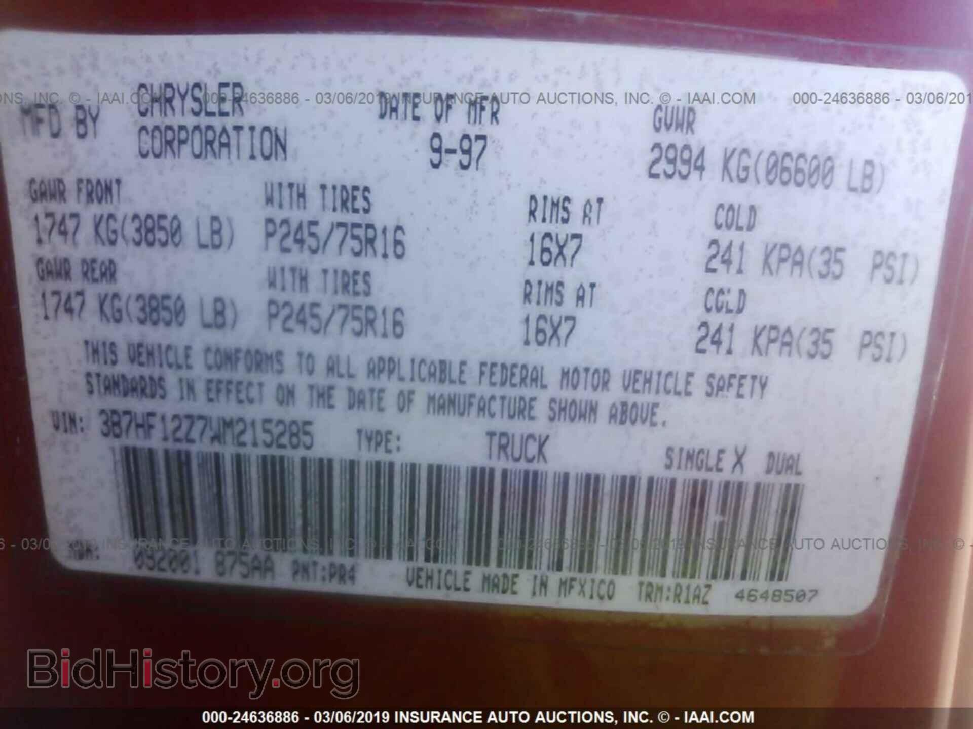 1998 DODGE RAM 1500 - VIN: 3B7HF12Z7WM215285 - Фото 9
