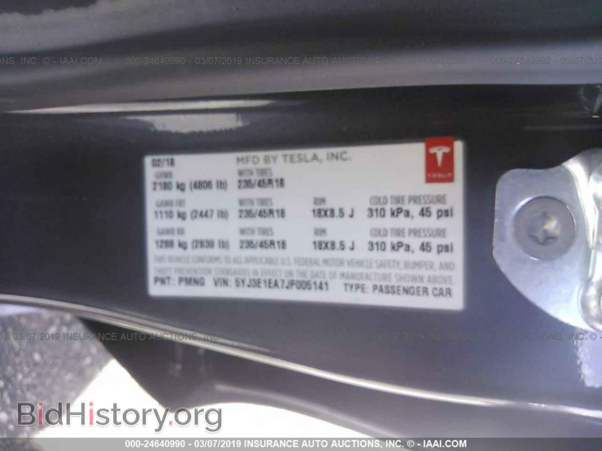 2018 TESLA MODEL 3 - VIN: 5YJ3E1EA7JF005141 - Фото 9