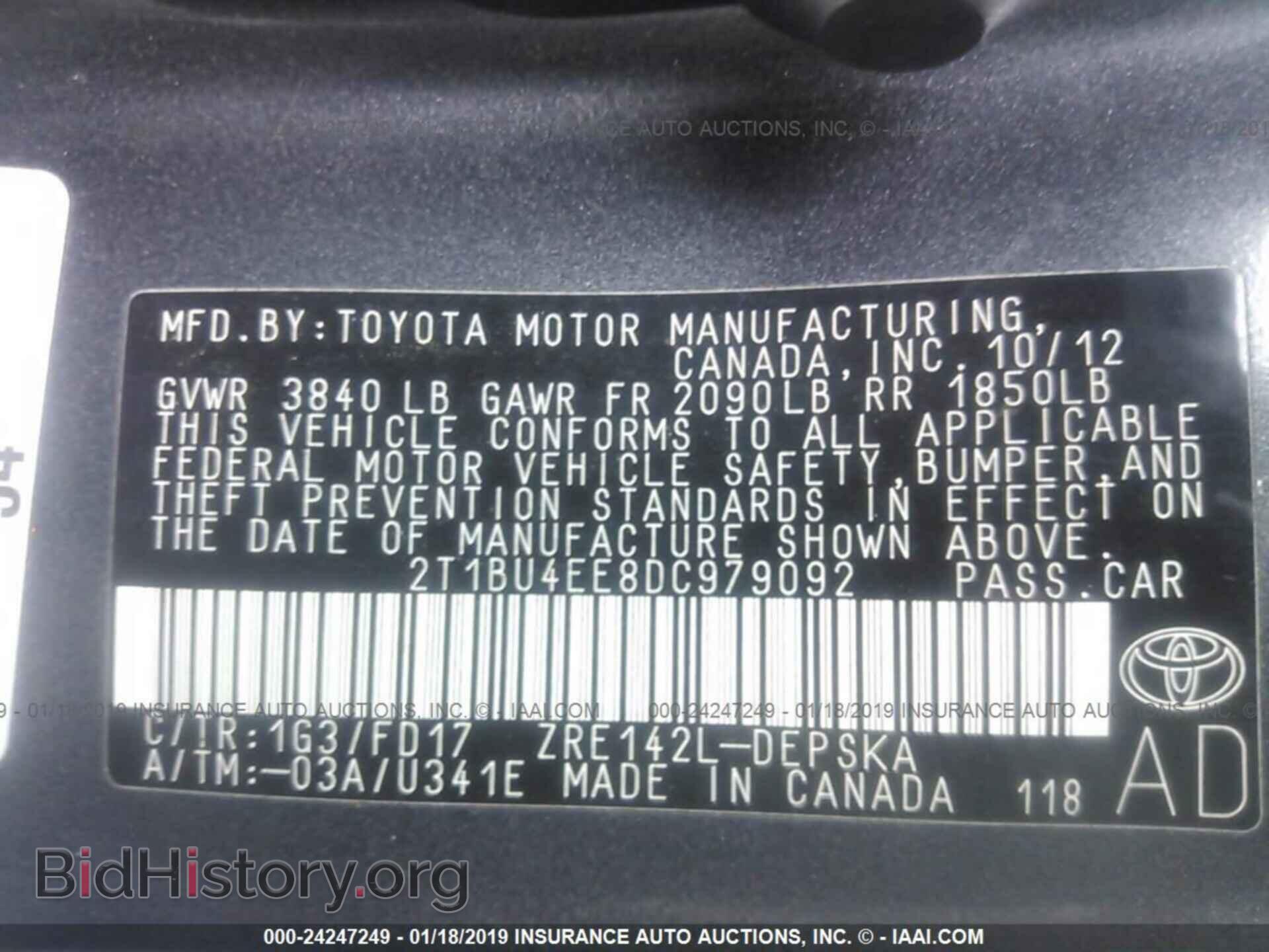 2013 TOYOTA COROLLA - VIN: 2T1BU4EE8DC979092 - Фото 9