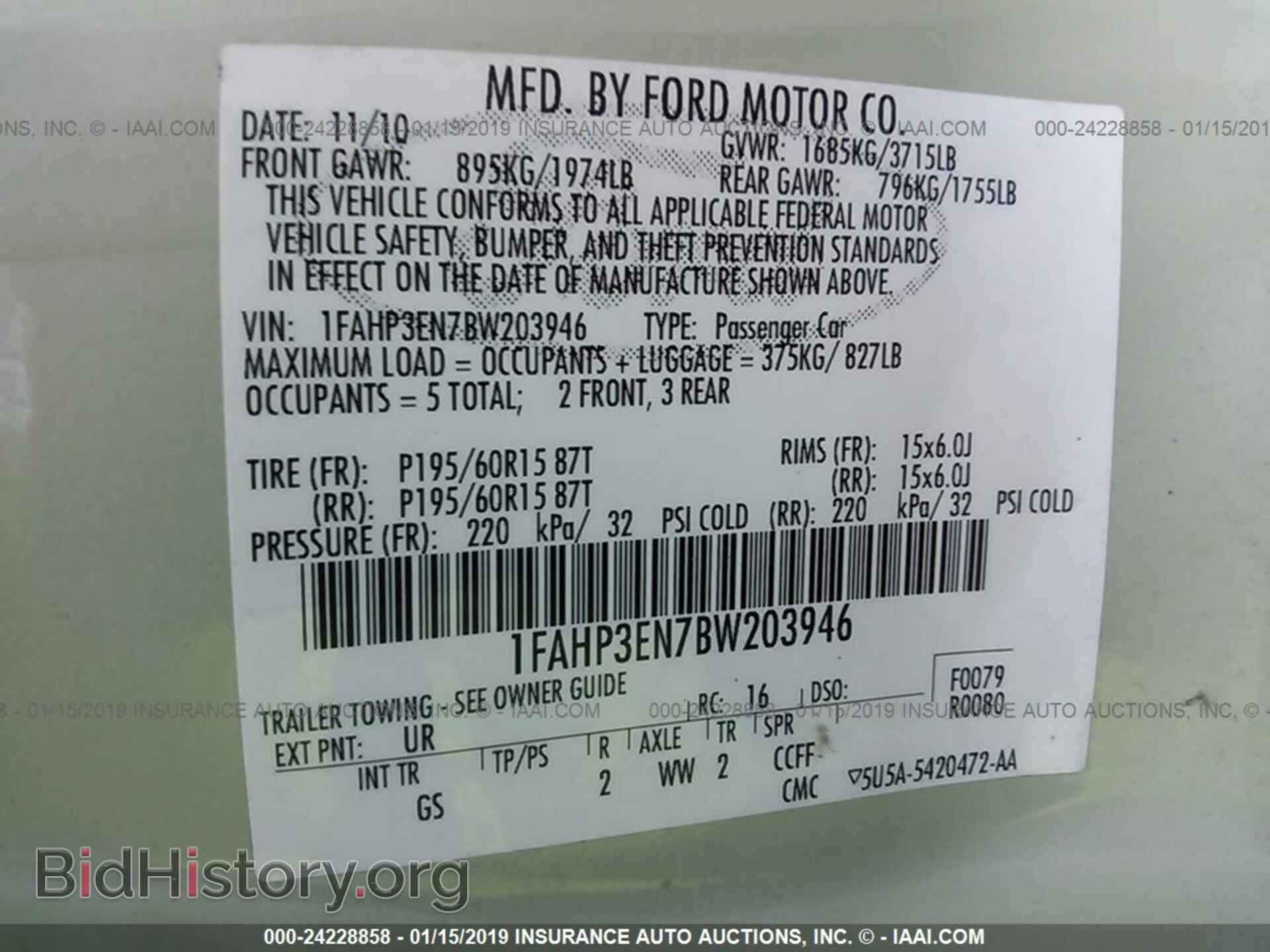 2011 FORD FOCUS - VIN: 1FAHP3EN7BW203946 - Фото 9