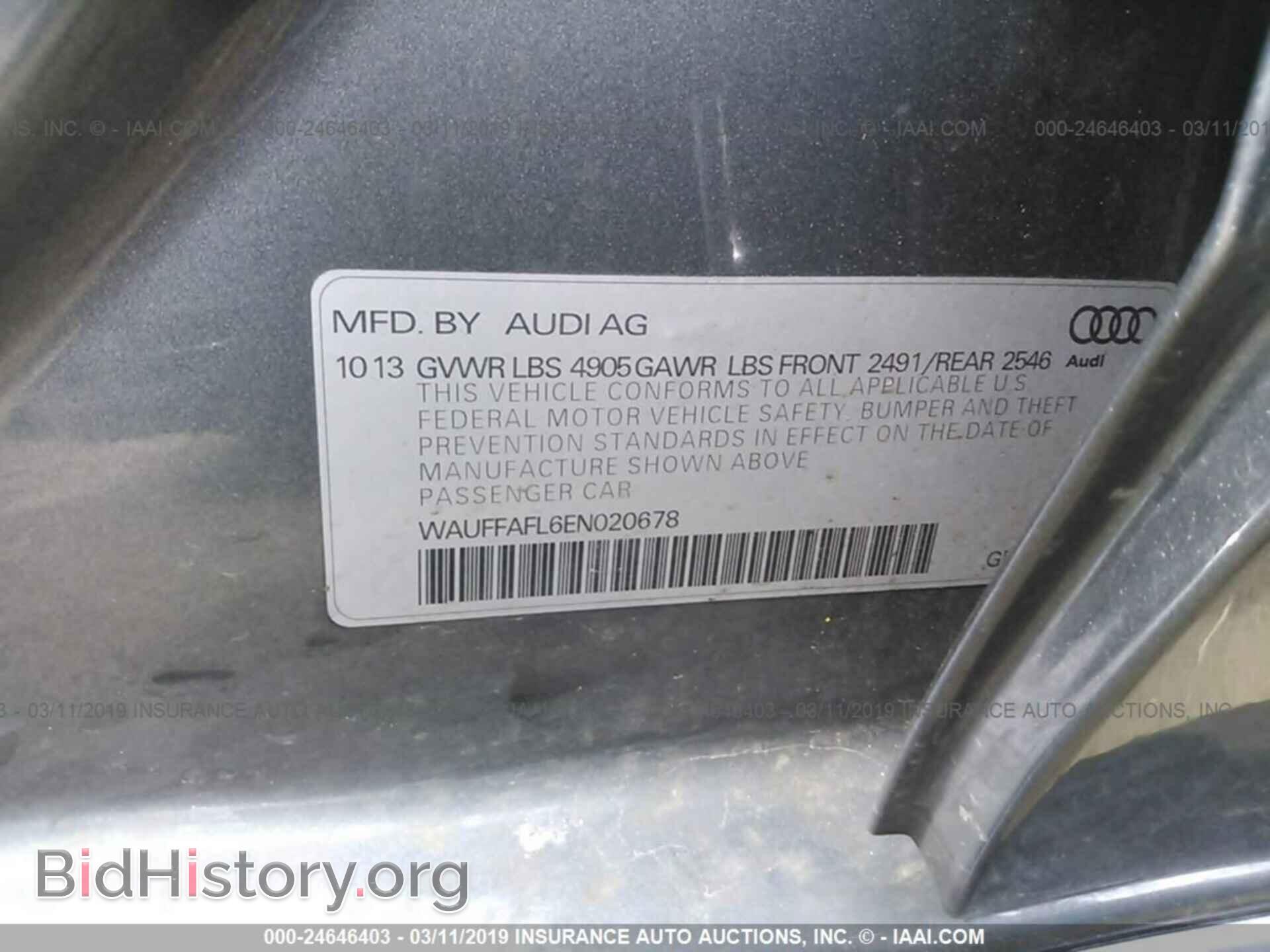 2014 AUDI A4 - VIN: WAUFFAFL6EN020678 - Фото 9