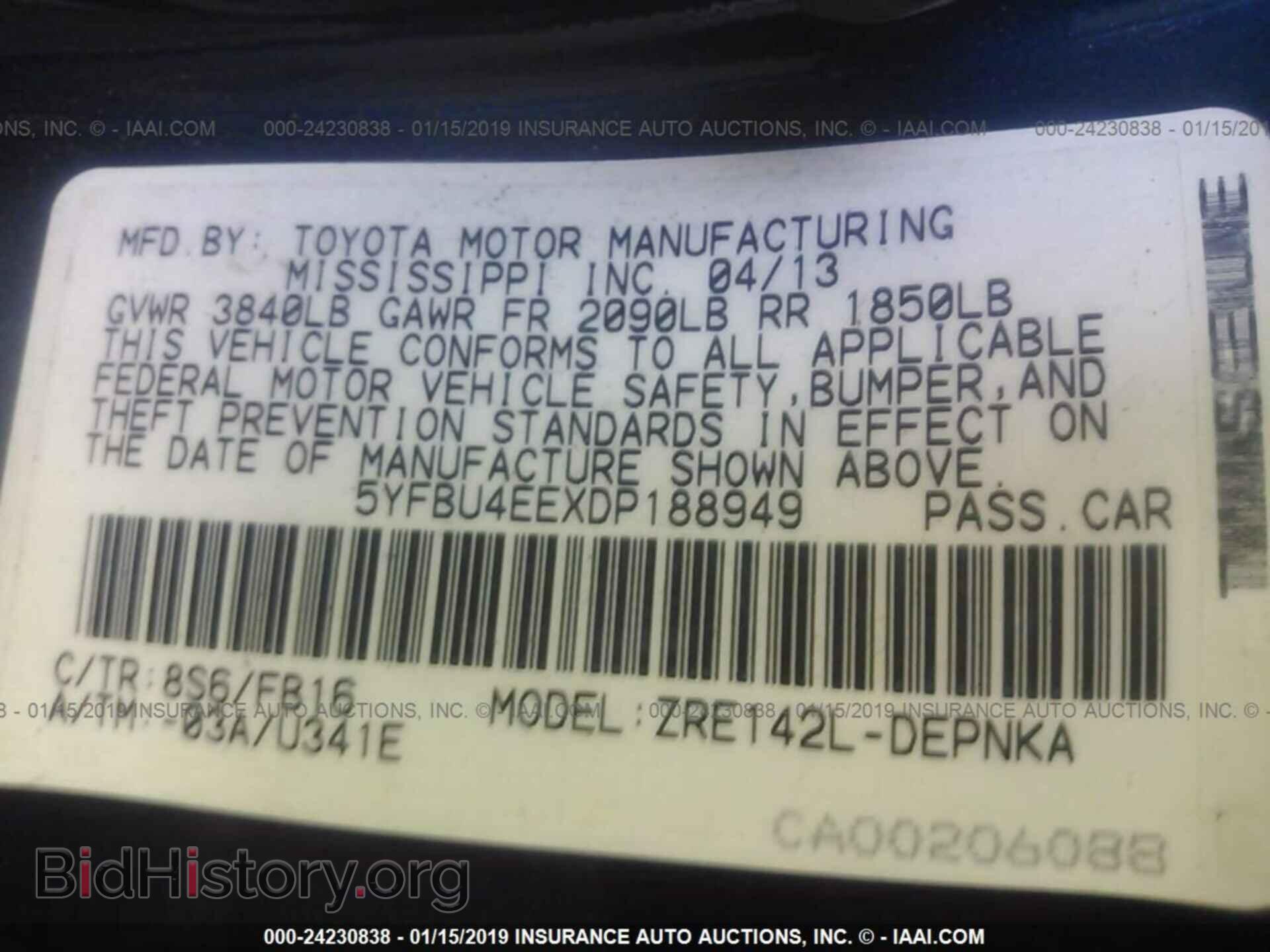 2013 TOYOTA COROLLA - VIN: 5YFBU4EEXDP188949 - Photo 9