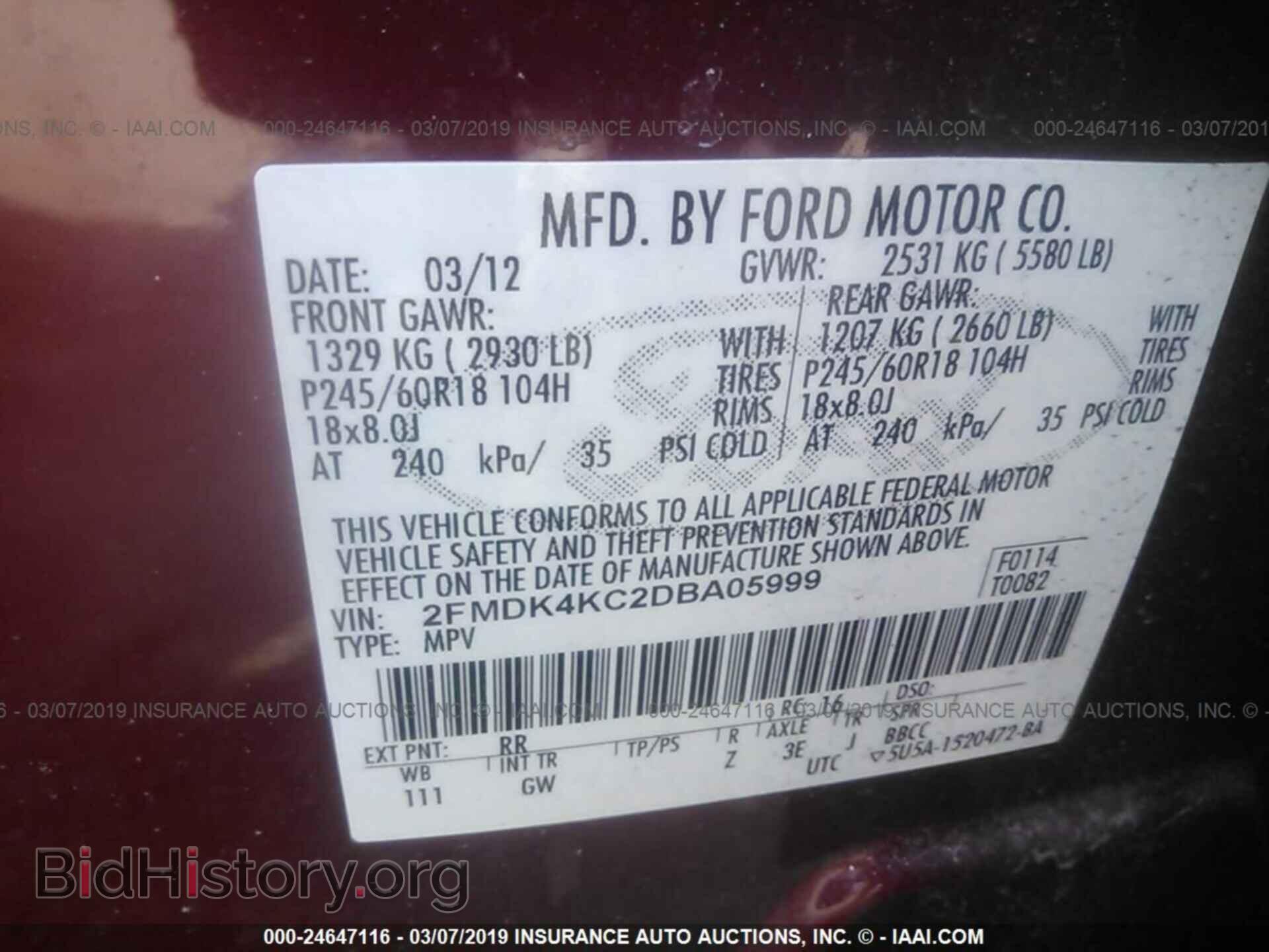 2013 FORD EDGE - VIN: 2FMDK4KC2DBA05999 - Фото 9