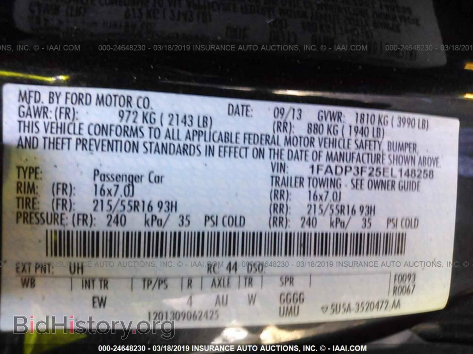 2014 FORD FOCUS - VIN: 1FADP3F25EL148258 - Фото 9