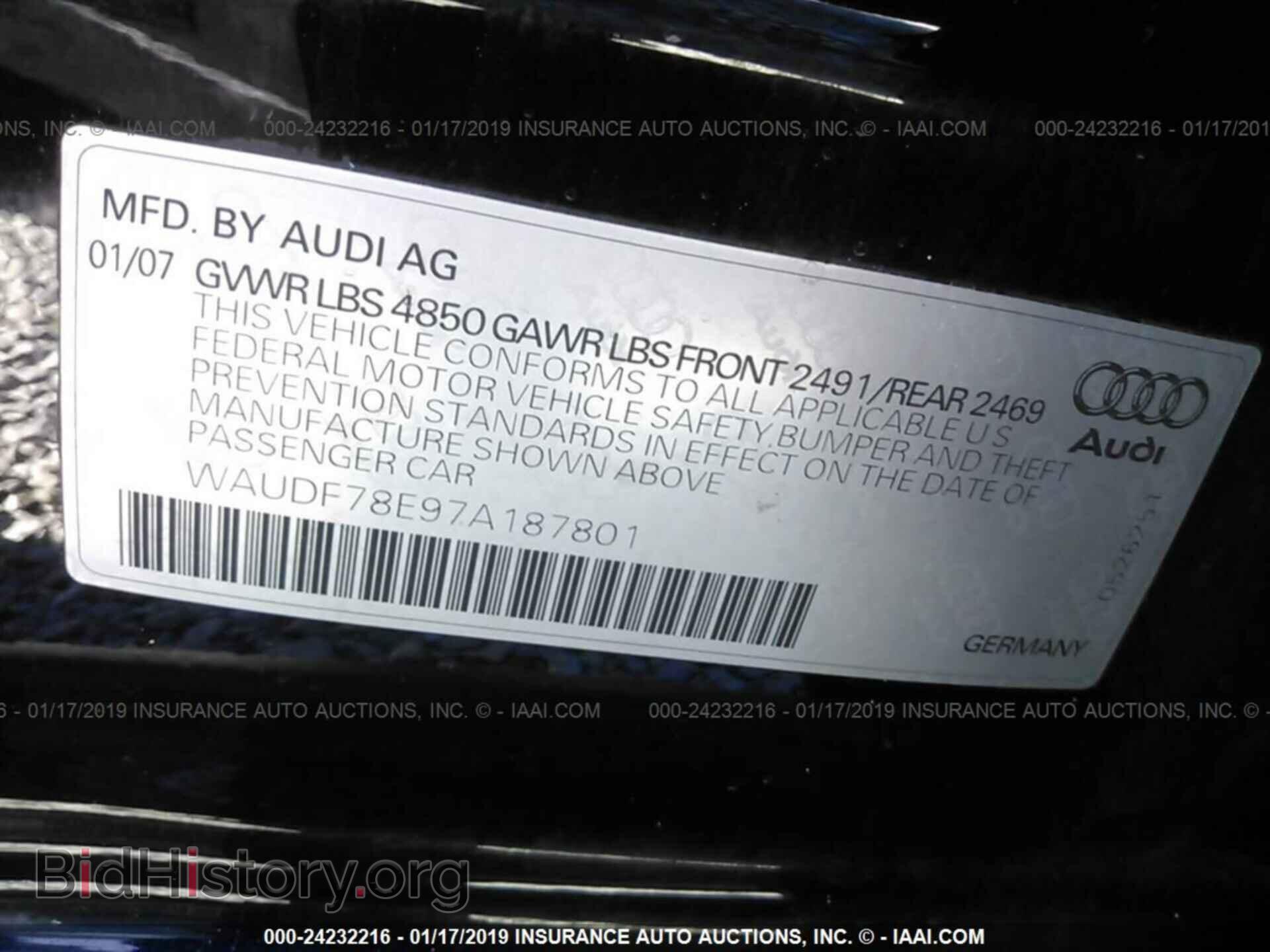 2007 AUDI A4 - VIN: WAUDF78E97A187801 - Фото 9
