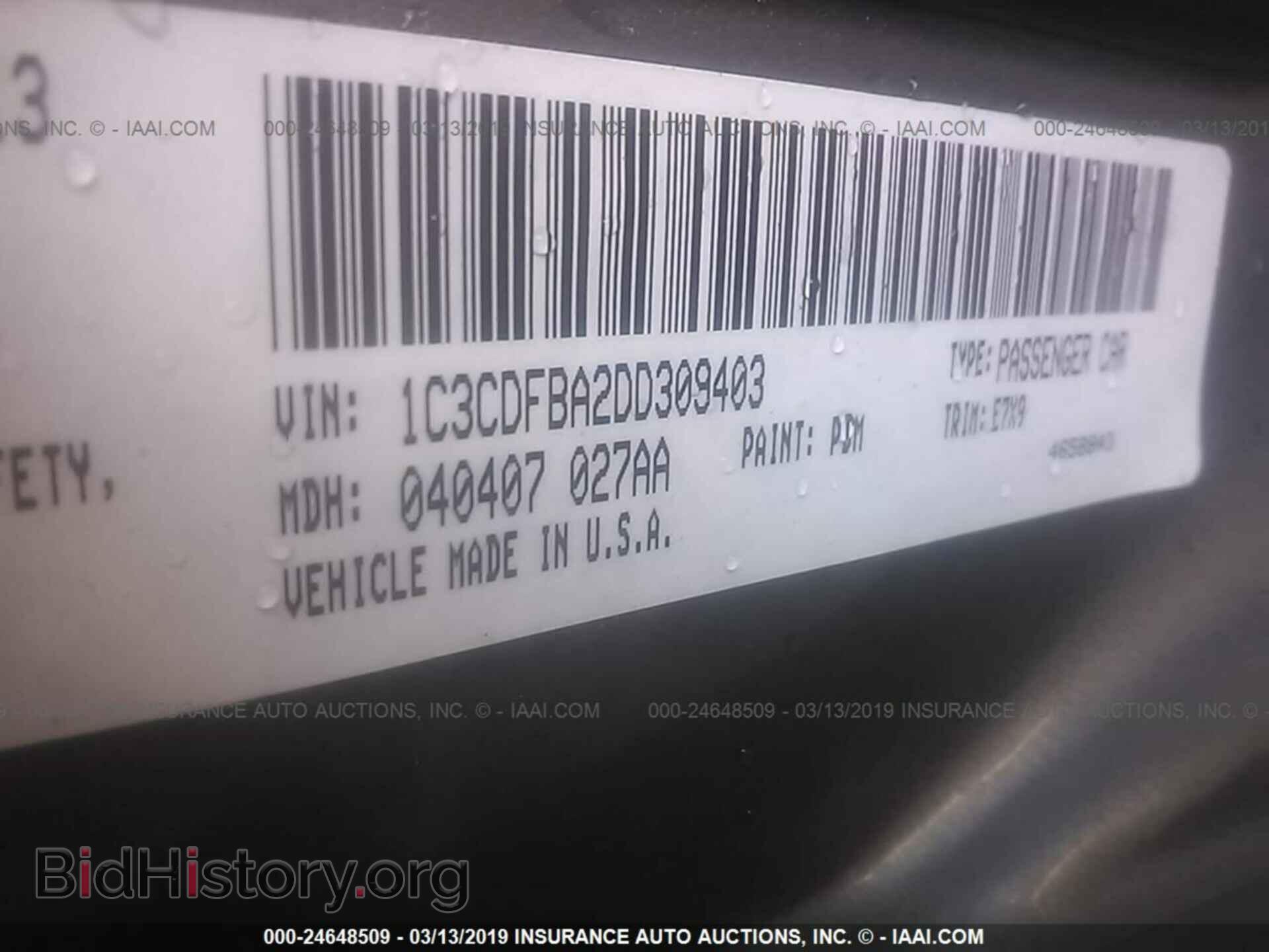 2013 DODGE DART - VIN: 1C3CDFBA2DD309403 - Photo 9