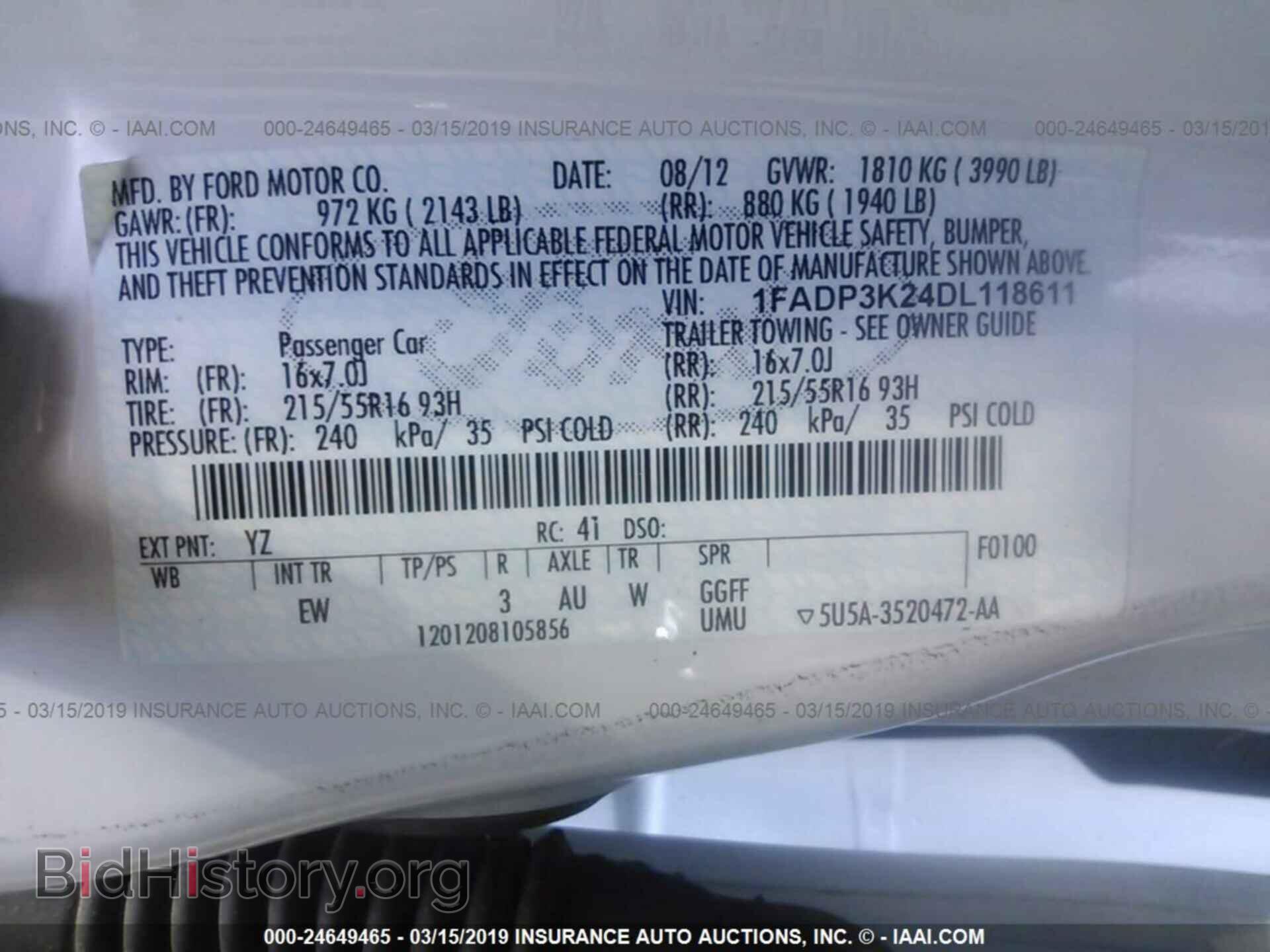 2013 FORD FOCUS - VIN: 1FADP3K24DL118611 - Фото 9