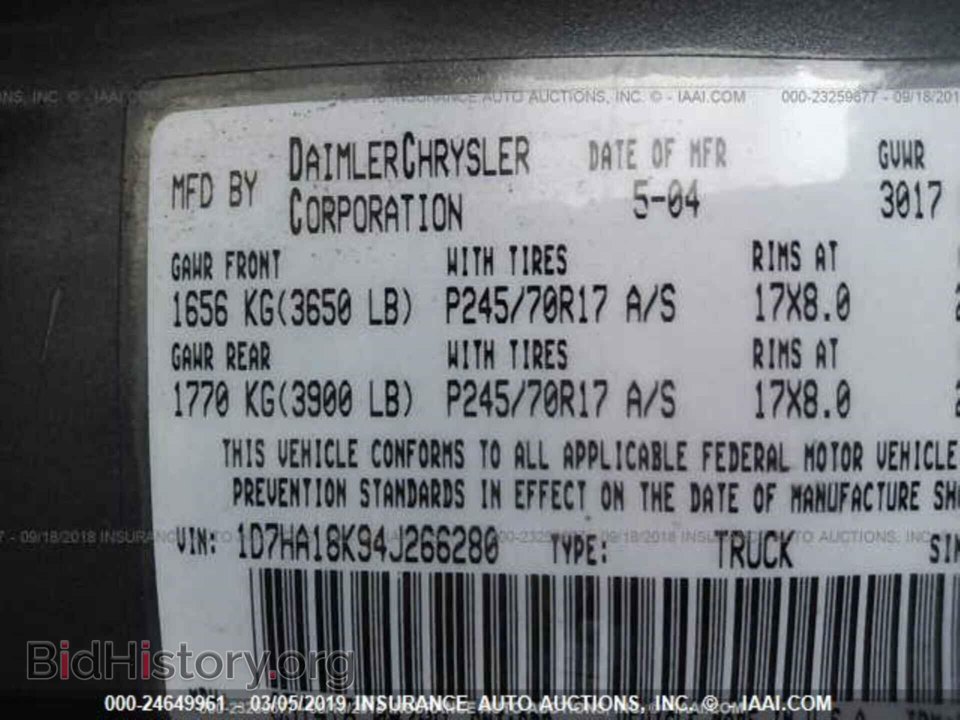 2004 DODGE RAM 1500 - VIN: 1D7HA18K94J266280 - Фото 9