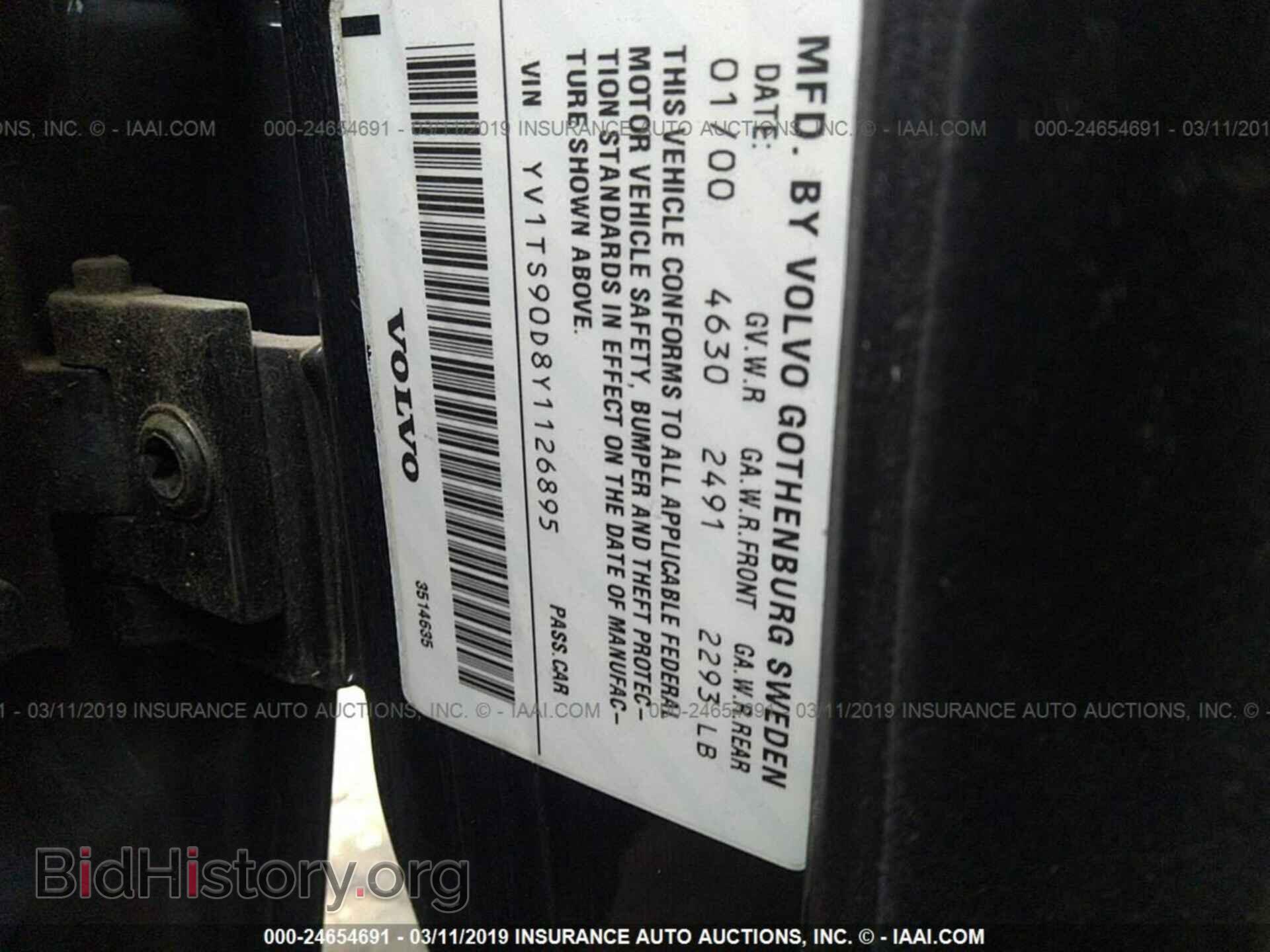 2000 VOLVO S80 - VIN: YV1TS90D8Y1126895 - Фото 9
