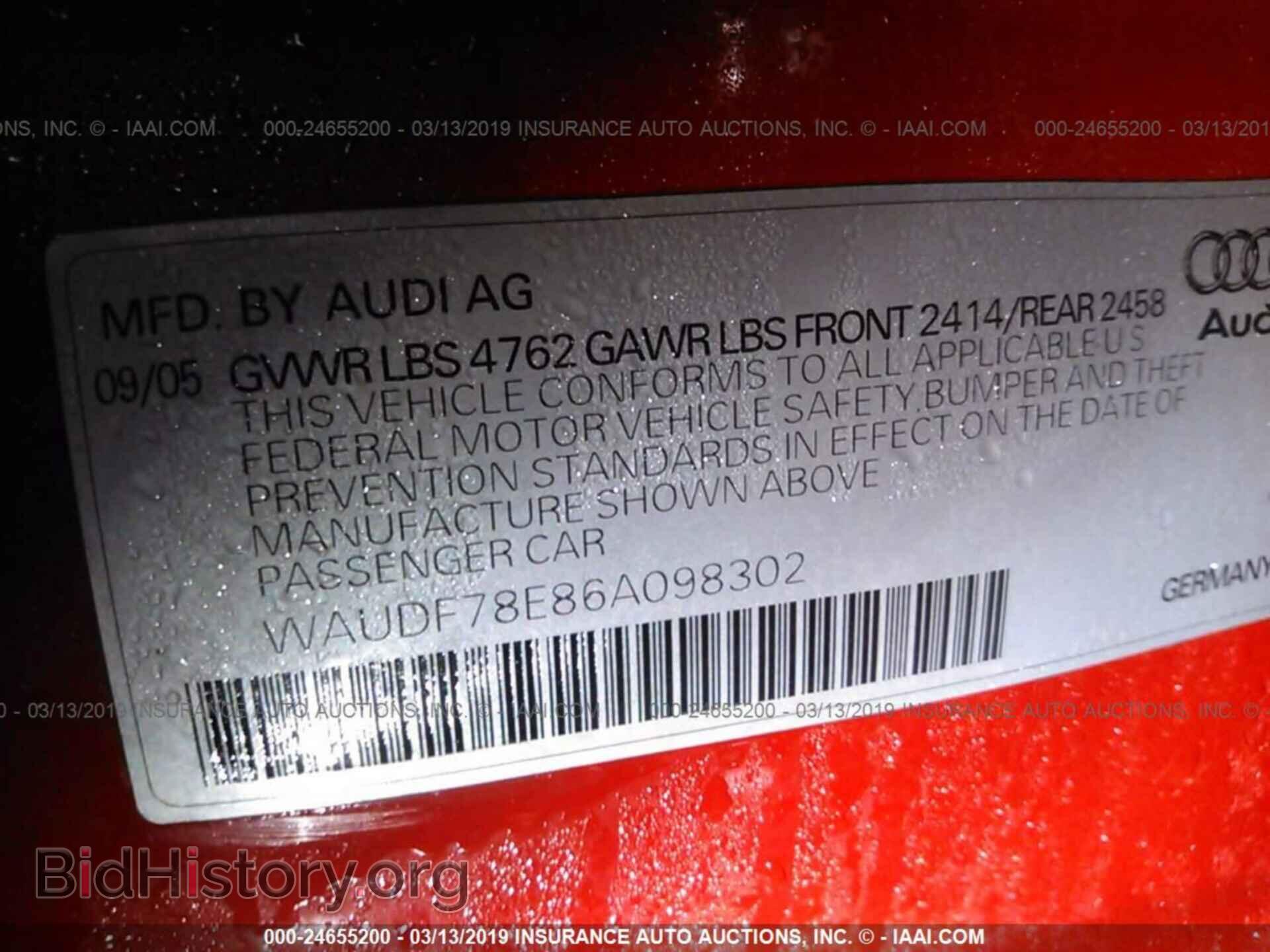 2006 AUDI A4 - VIN: WAUDF78E86A098302 - Photo 9