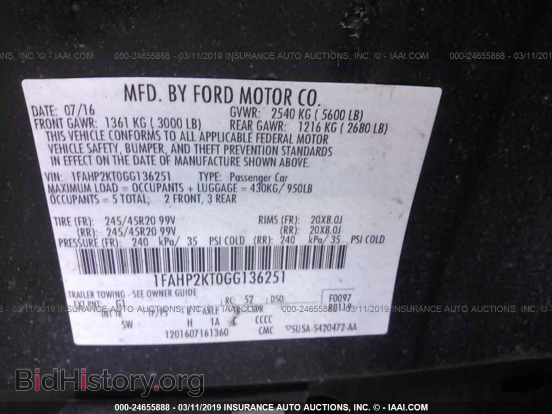 2016 FORD TAURUS - VIN: 1FAHP2KT0GG136251 - Фото 9
