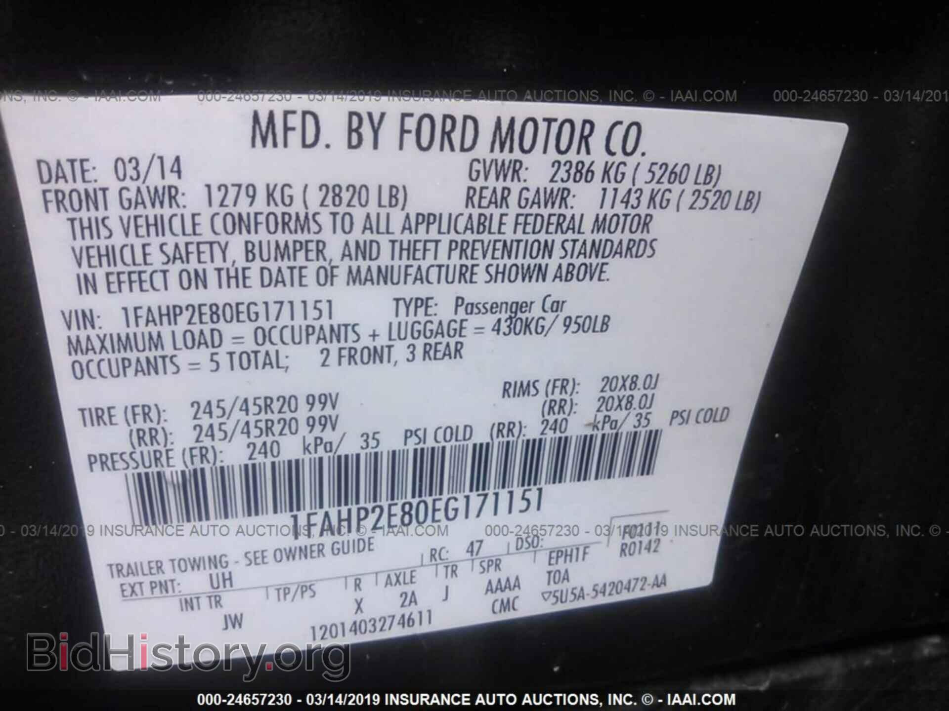 2014 FORD TAURUS - VIN: 1FAHP2E80EG171151 - Photo 9