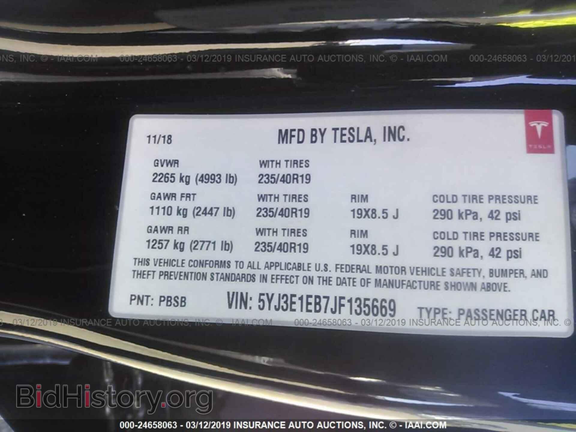 2018 TESLA MODEL 3 - VIN: 5YJ3E1EB7JF135669 - Фото 8