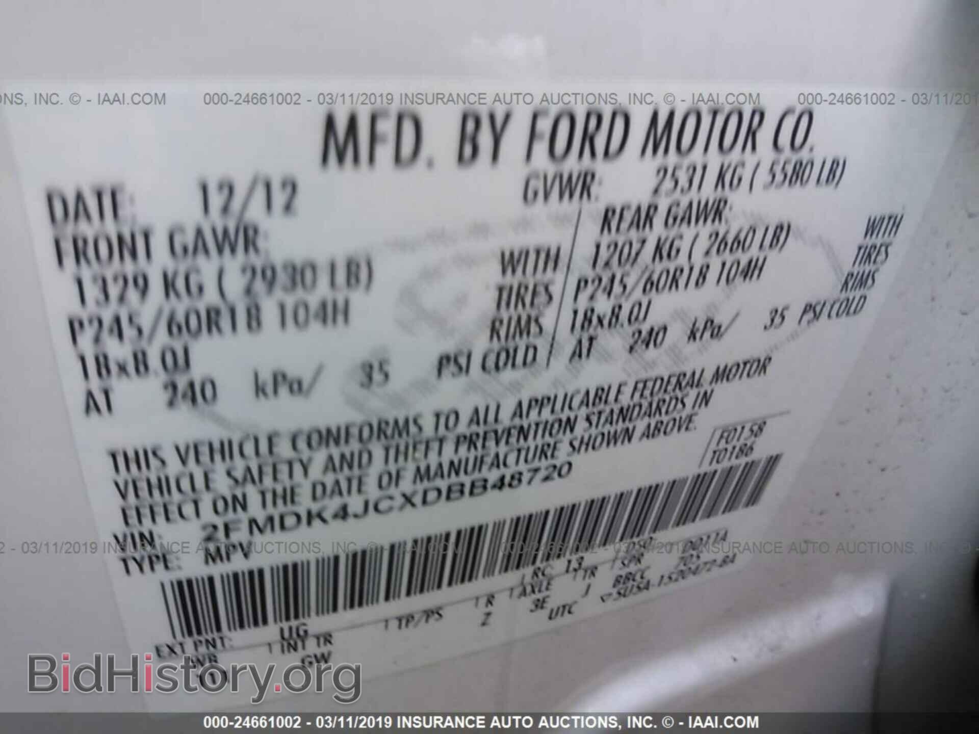 2013 FORD EDGE - VIN: 2FMDK4JCXDBB48720 - Фото 9