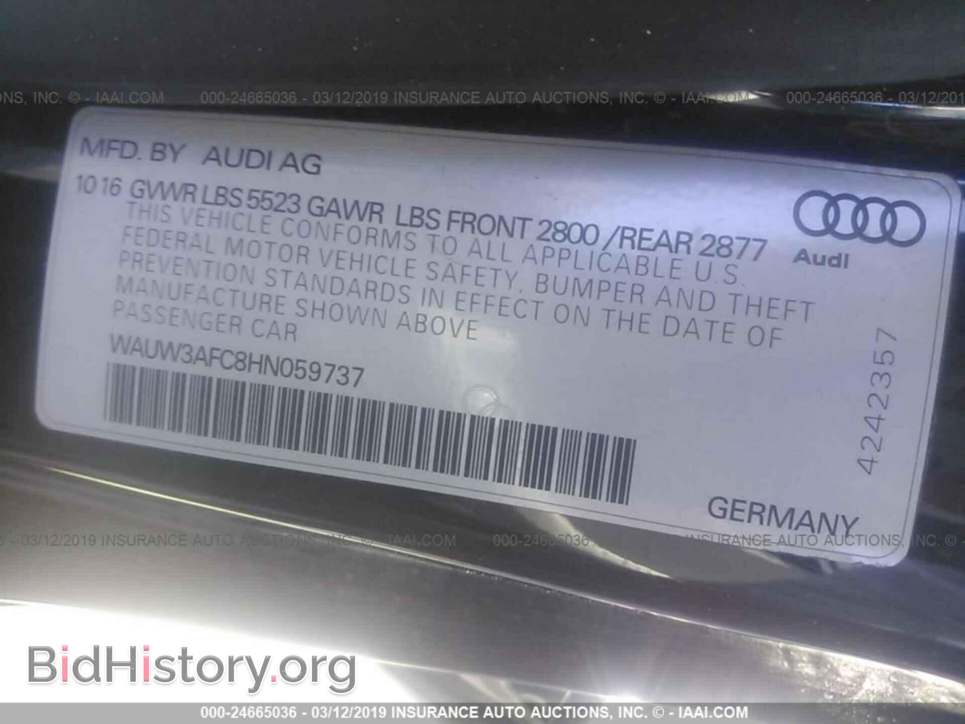 2017 AUDI A7 - VIN: WAUW3AFC8HN059737 - Фото 9