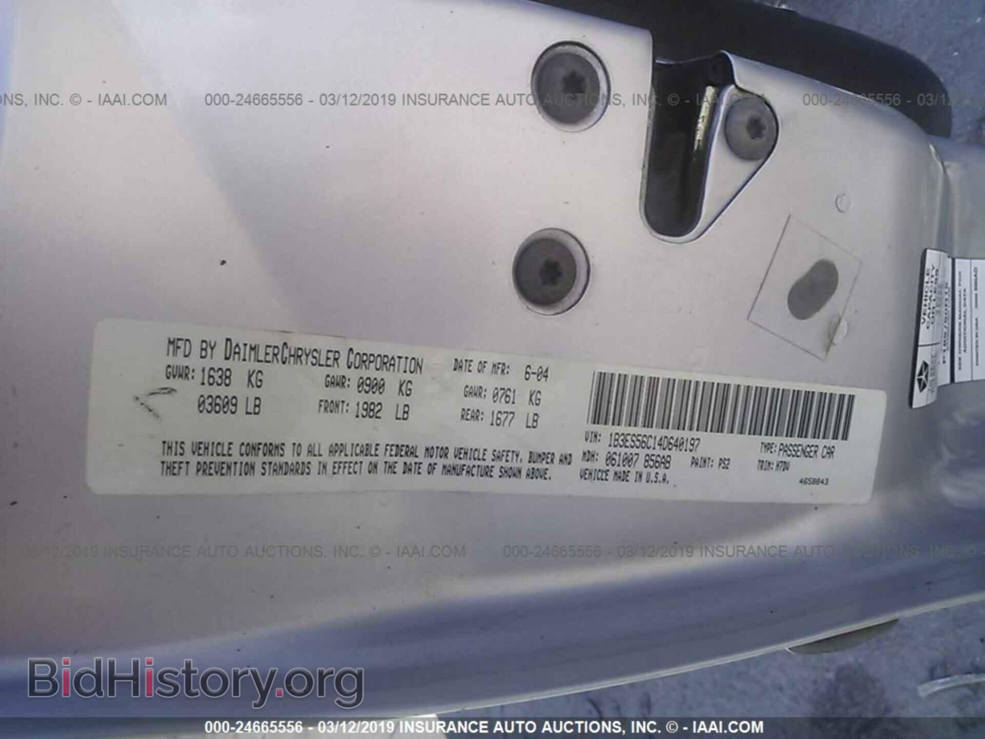 2004 DODGE NEON - VIN: 1B3ES56C14D640197 - Фото 9