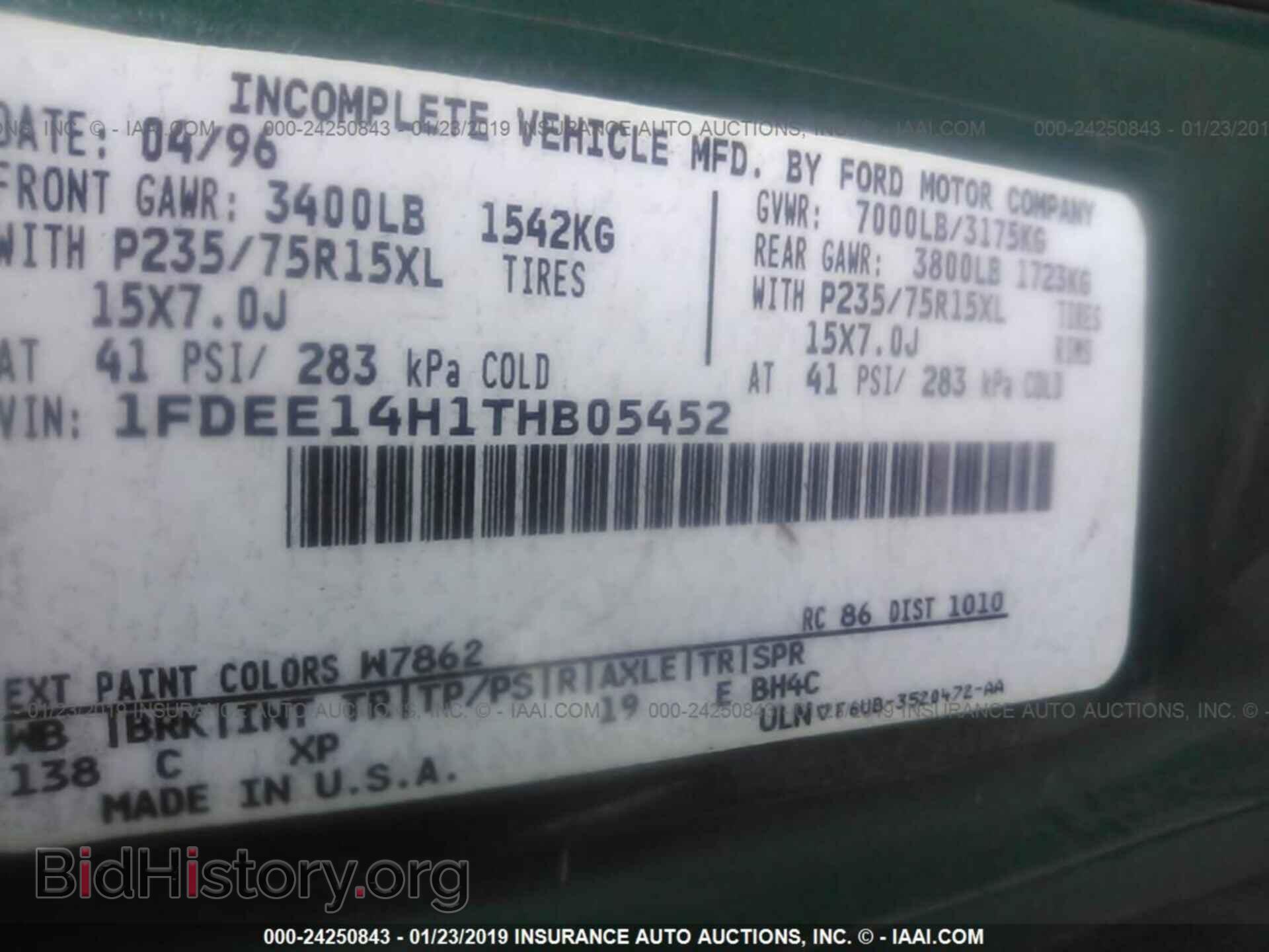 1996 FORD ECONOLINE - VIN: 1FDEE14H1THB05452 - Фото 9
