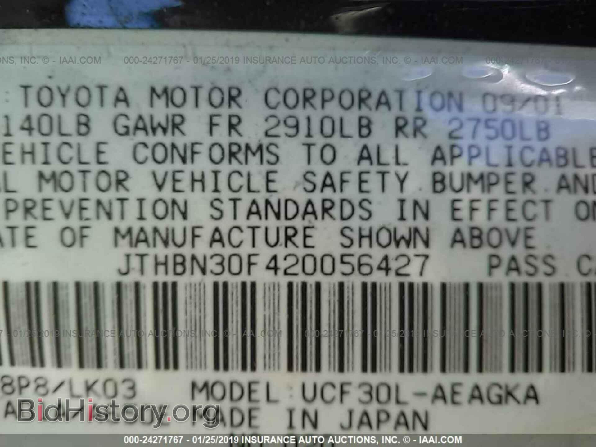 2002 LEXUS LS - VIN: JTHBN30F420056427 - Photo 9