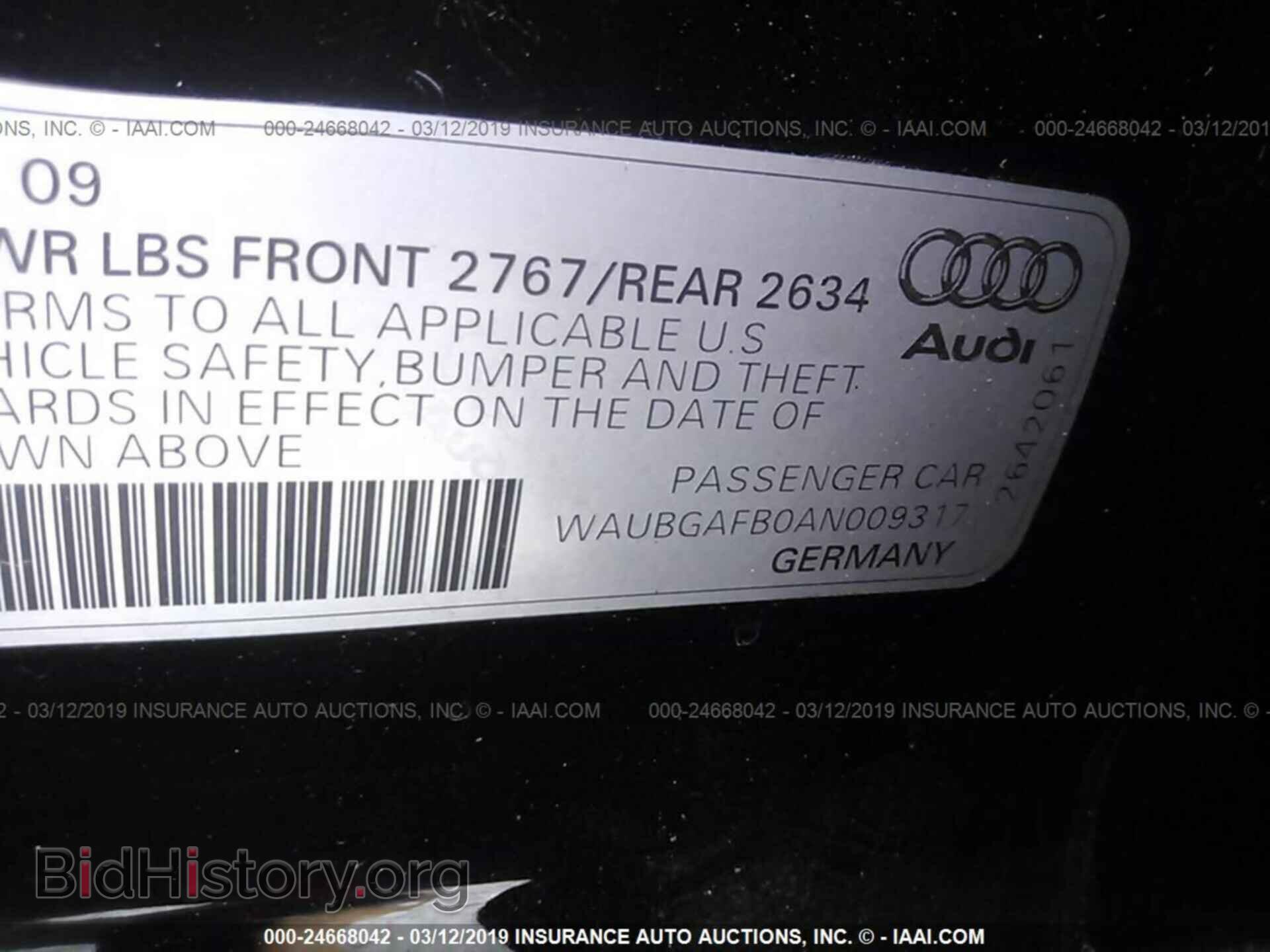 2010 AUDI A6 - VIN: WAUBGAFB0AN009317 - Фото 9