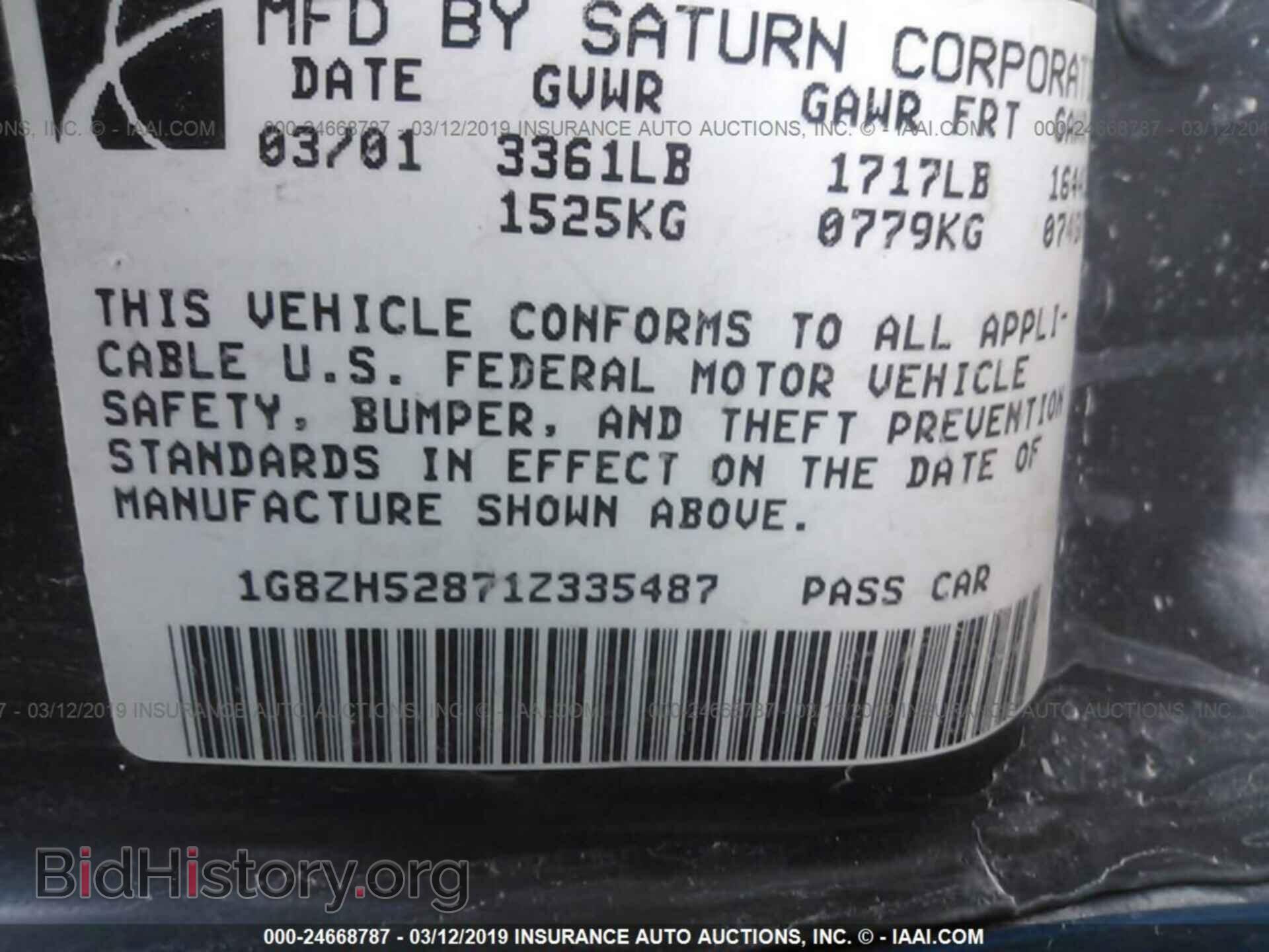 2001 SATURN SL1 - VIN: 1G8ZH52871Z335487 - Photo 9