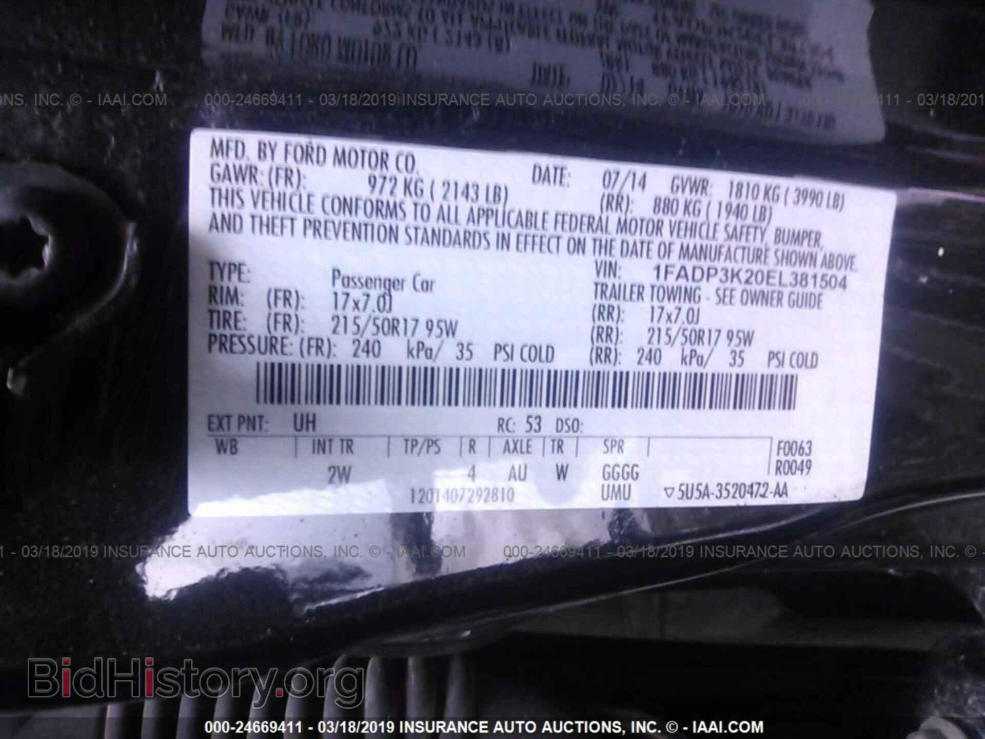 2014 FORD FOCUS - VIN: 1FADP3K20EL381504 - Фото 9