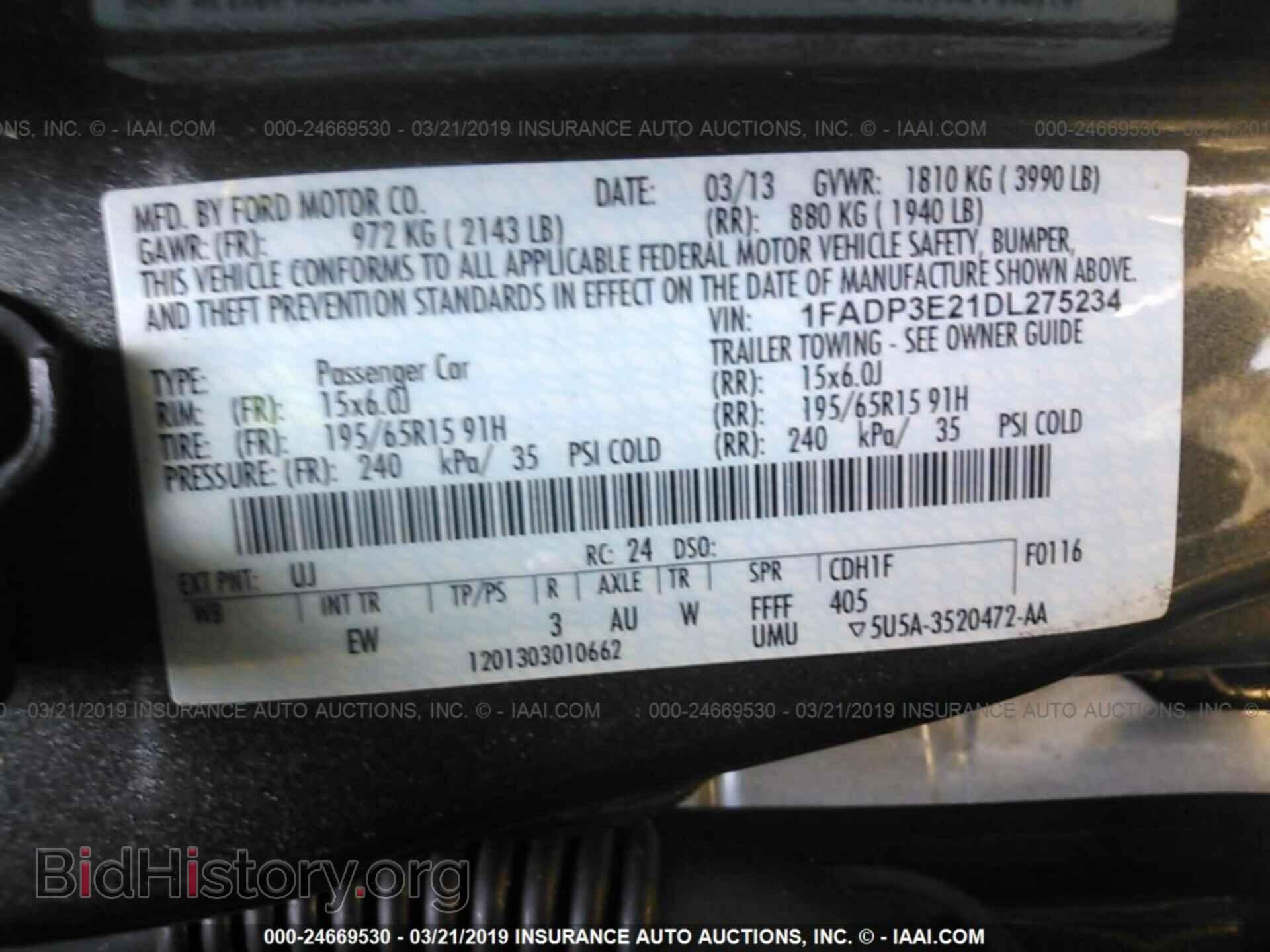 2013 FORD FOCUS - VIN: 1FADP3E21DL275234 - Фото 9