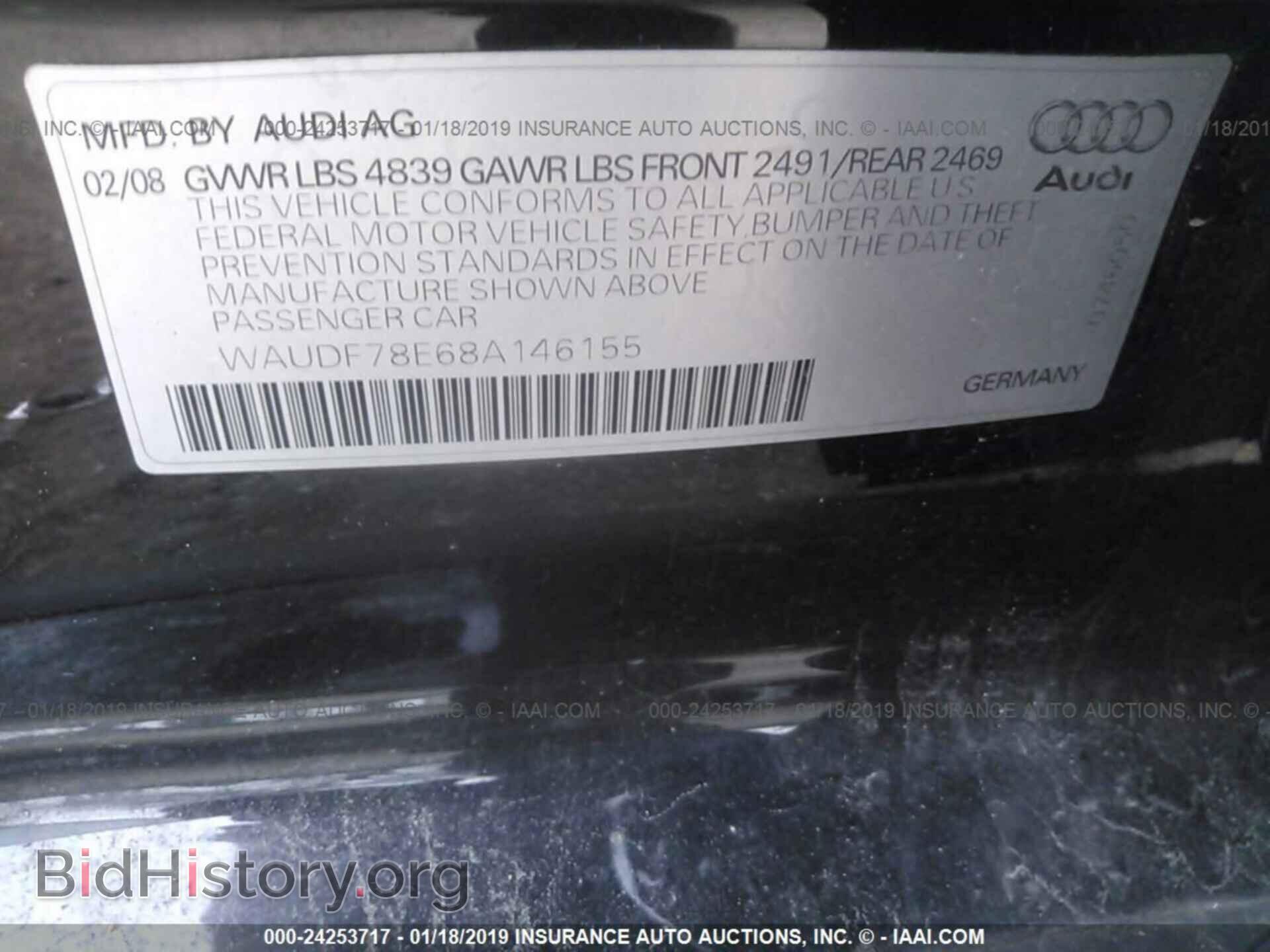 2008 AUDI A4 - VIN: WAUDF78E68A146155 - Фото 9