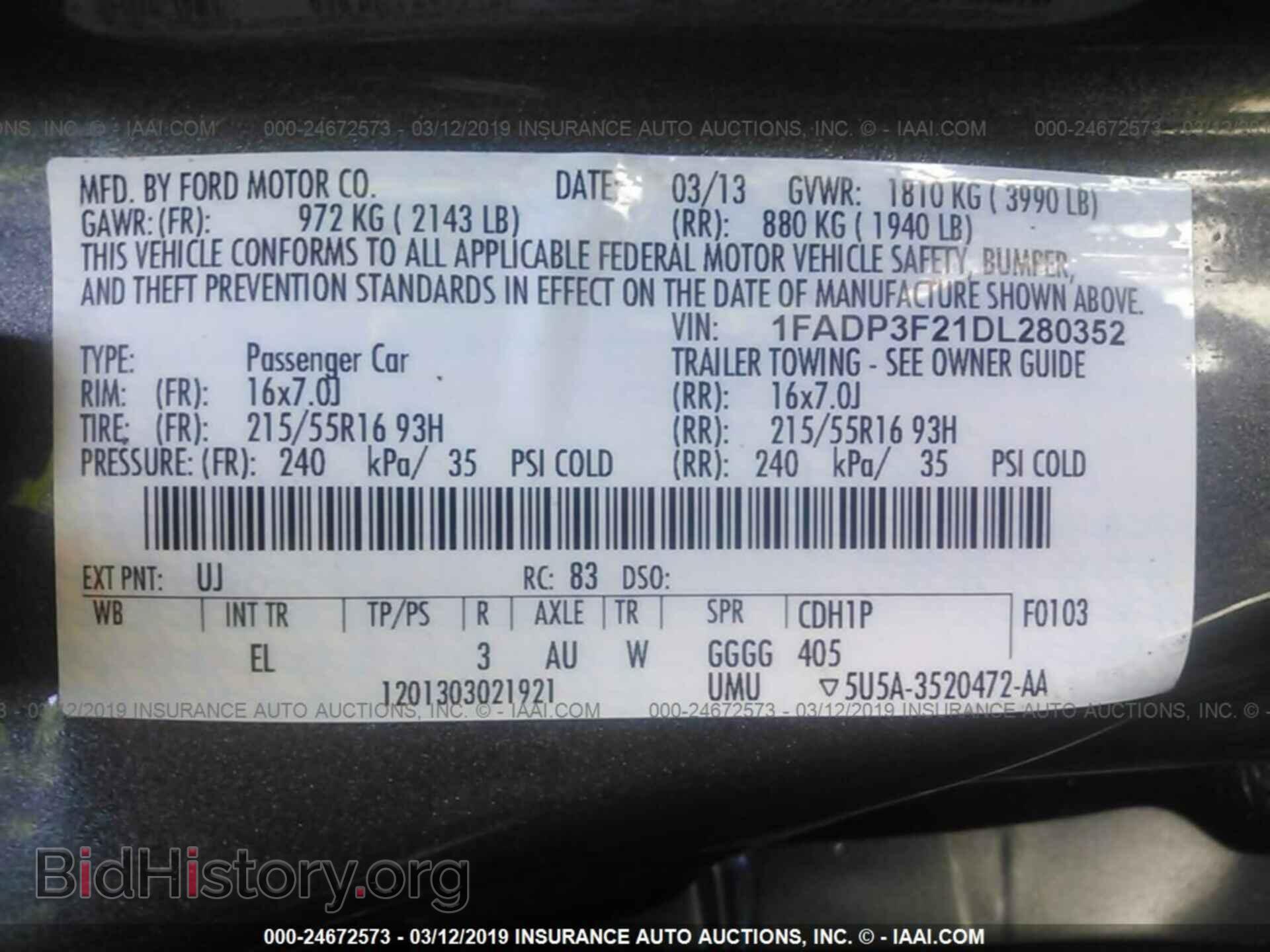2013 FORD FOCUS - VIN: 1FADP3F21DL280352 - Фото 9