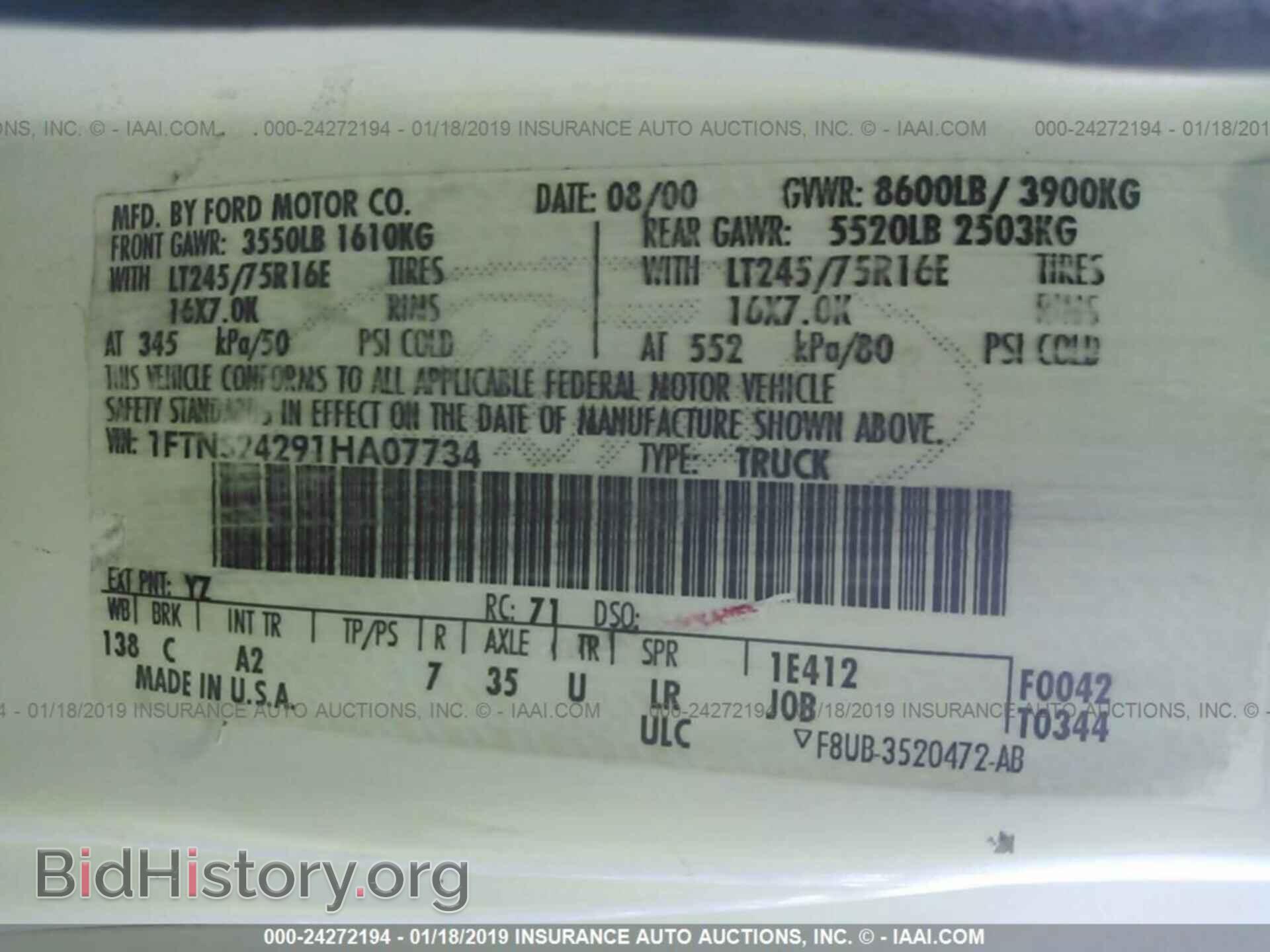2001 FORD ECONOLINE - VIN: 1FTNS24291HA07734 - Photo 9