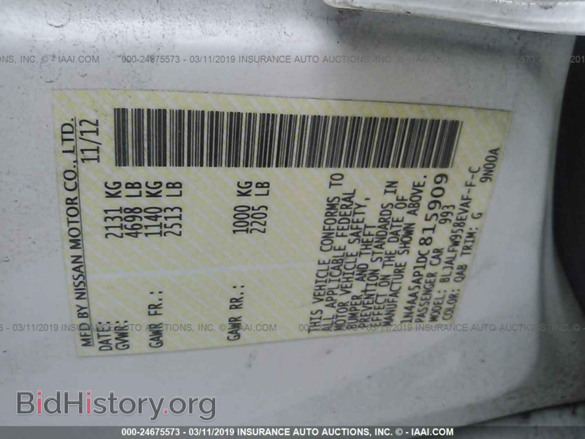 2013 NISSAN MAXIMA - VIN: 1N4AA5AP1DC815909 - Фото 9