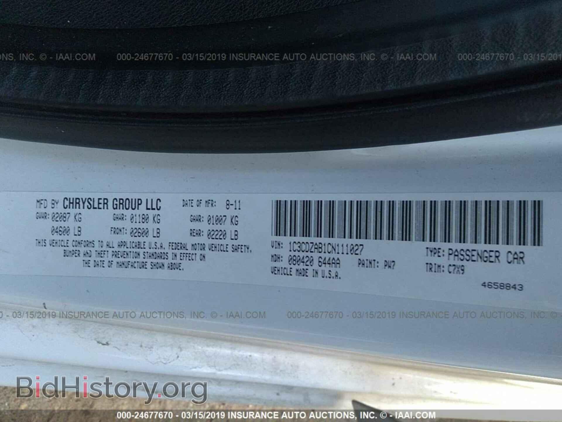 2012 DODGE AVENGER - VIN: 1C3CDZAB1CN111027 - Фото 9